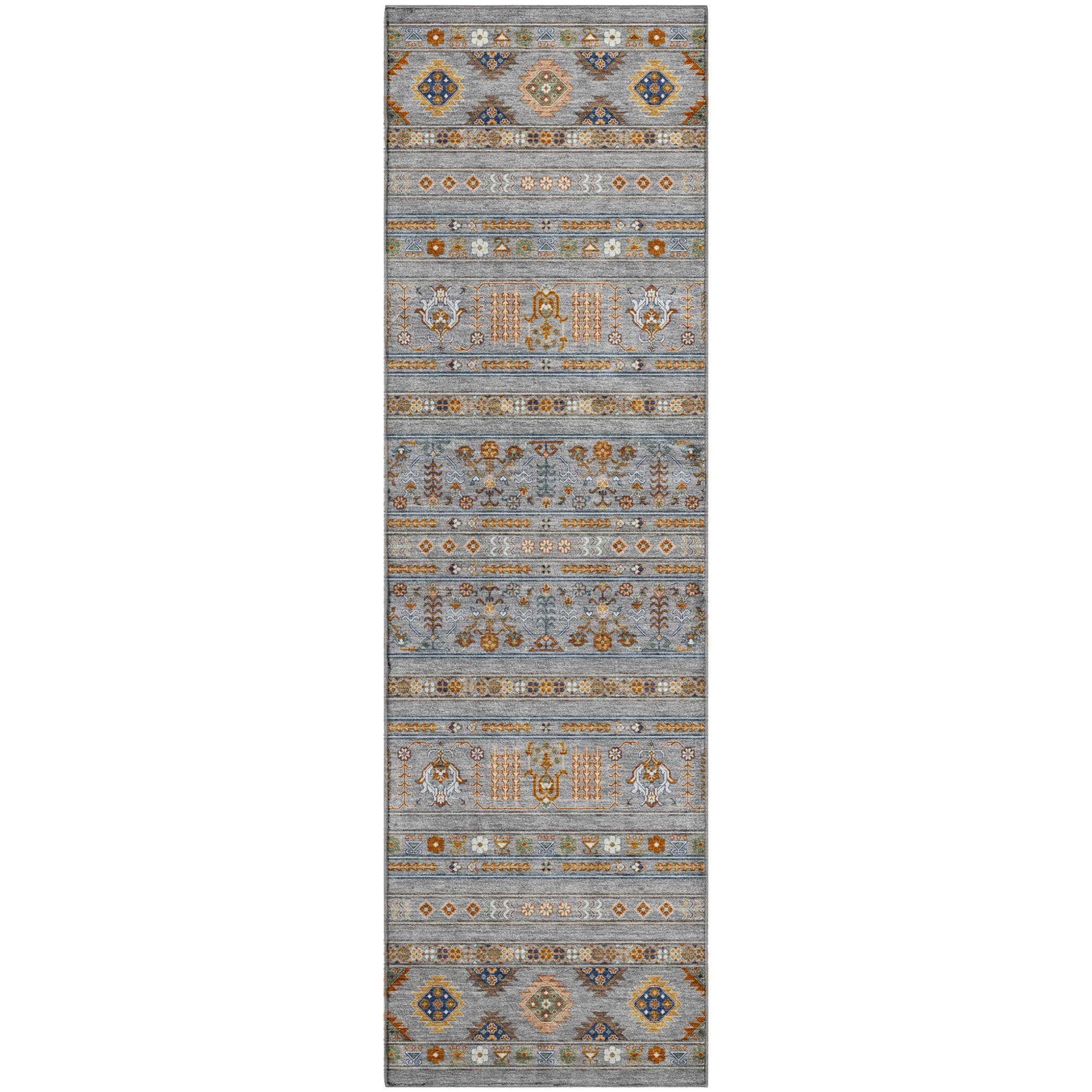 Tbilisi Machine Washable Transitional Gray Rug 2'3" x 7'6" #shape_Runner