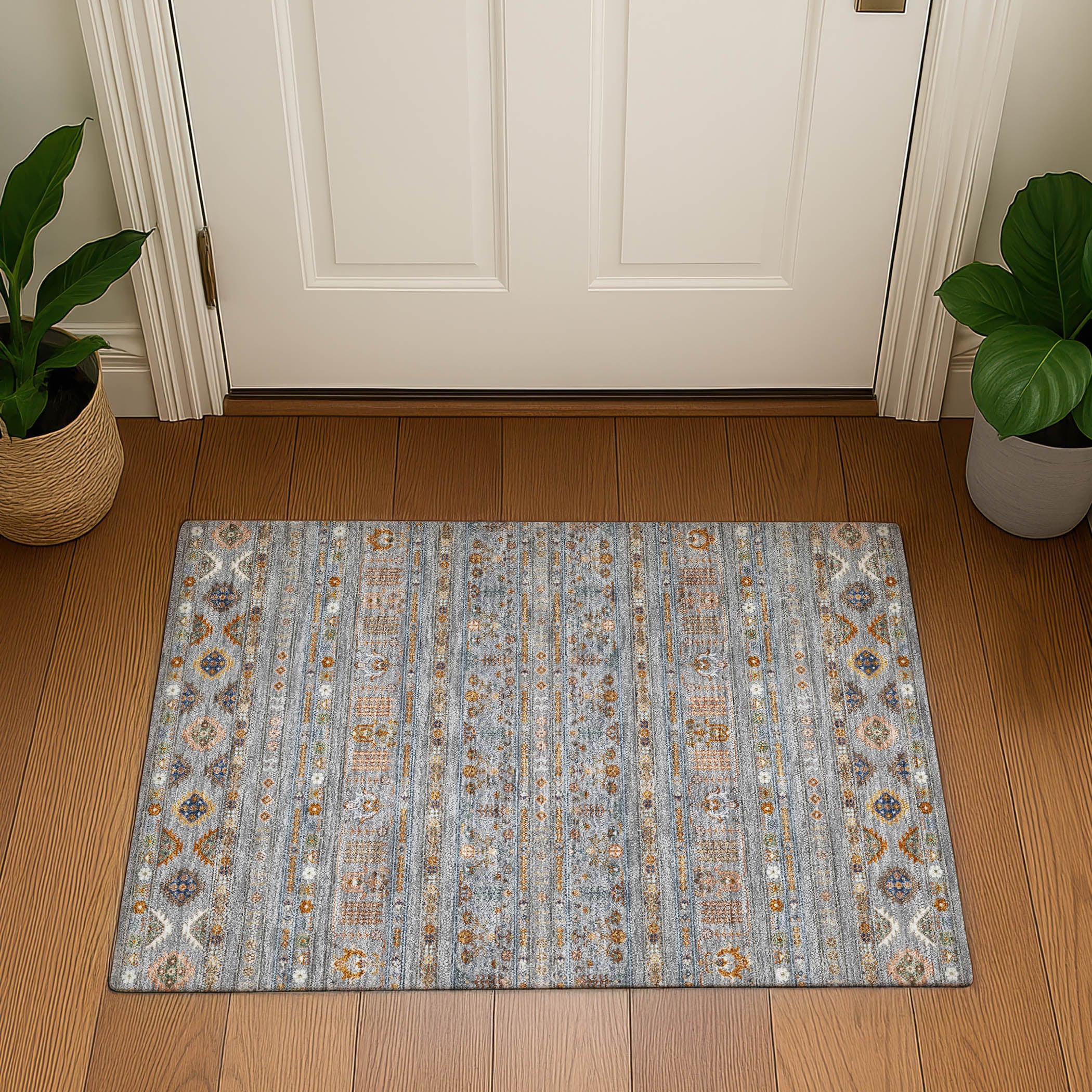 Tbilisi Machine Washable Transitional Gray Rug 1'8" x 2'6" #shape_Rectangle