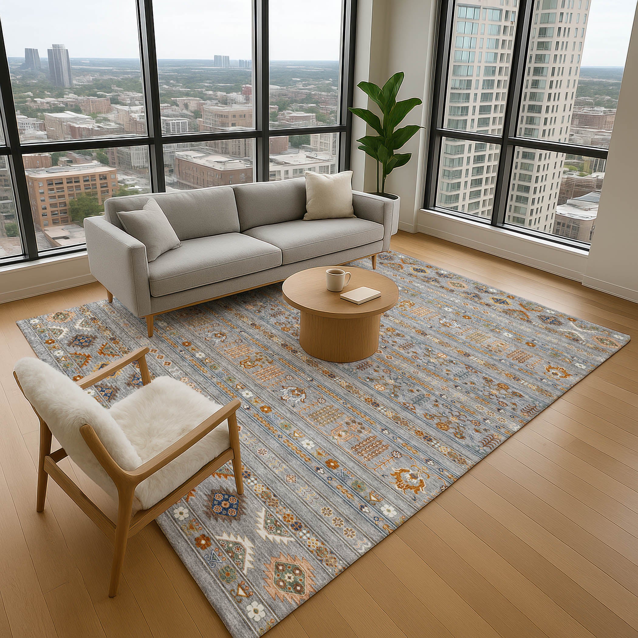Tbilisi Machine Washable Transitional Gray Rug 2'6" x 3'10" #shape_Rectangle