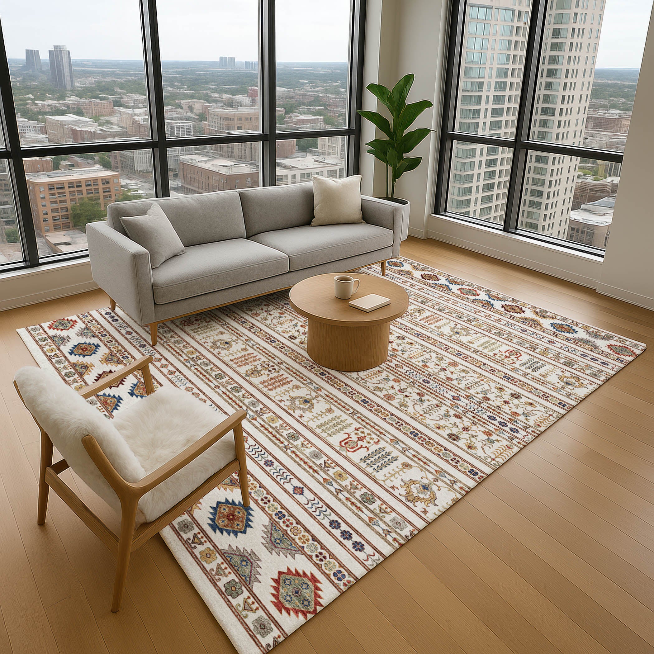 Tbilisi Machine Washable Transitional Ivory Rug 2'6" x 3'10" #shape_Rectangle