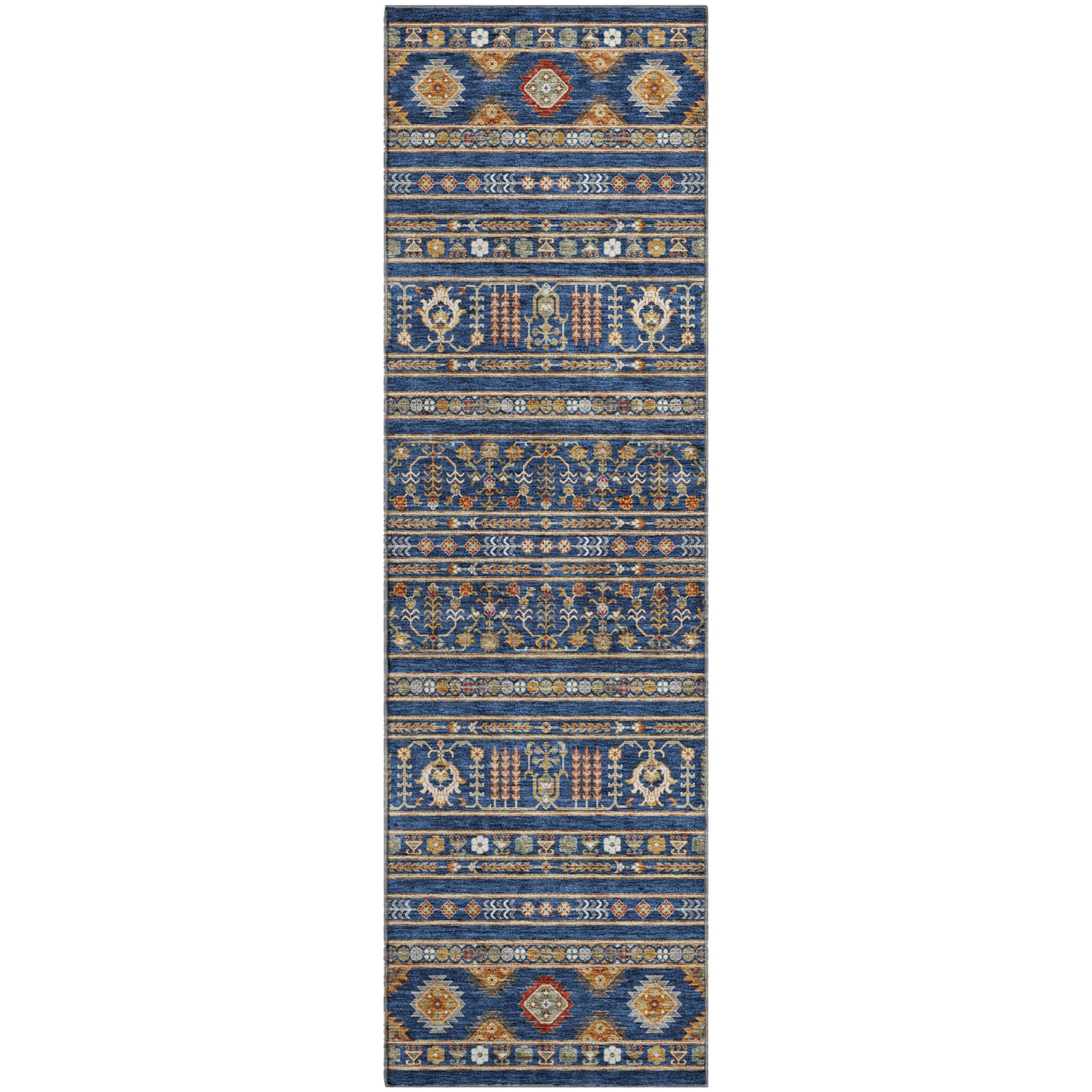 Tbilisi Machine Washable Transitional Navy Blue Rug 2'3" x 7'6" #shape_Runner
