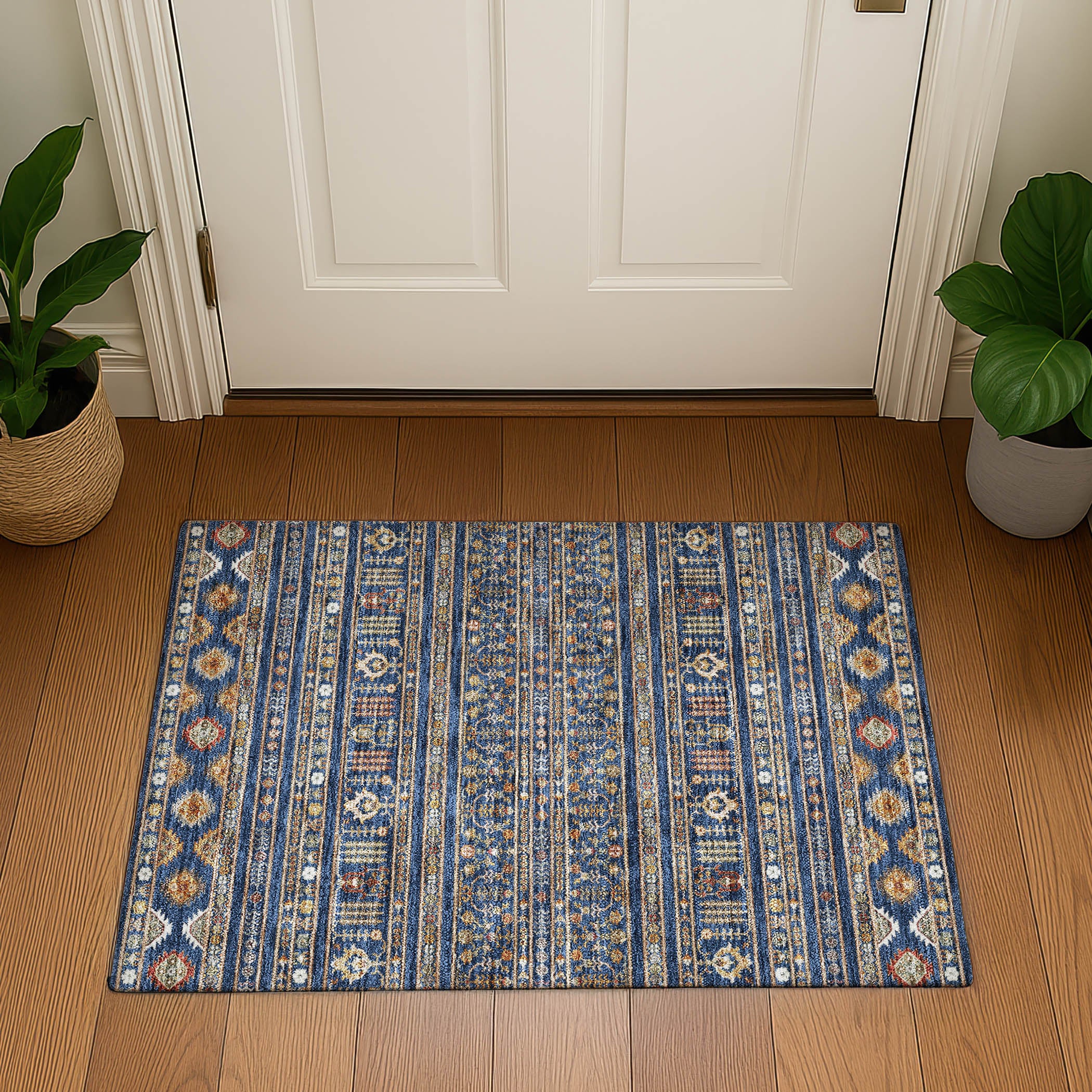 Tbilisi Machine Washable Transitional Navy Blue Rug 1'8" x 2'6" #shape_Rectangle