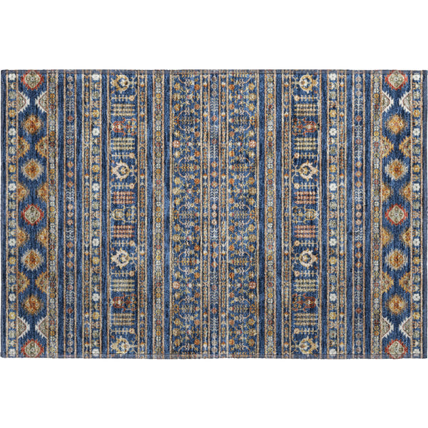 Tbilisi Machine Washable Transitional Navy Blue Rug 1'8" x 2'6"