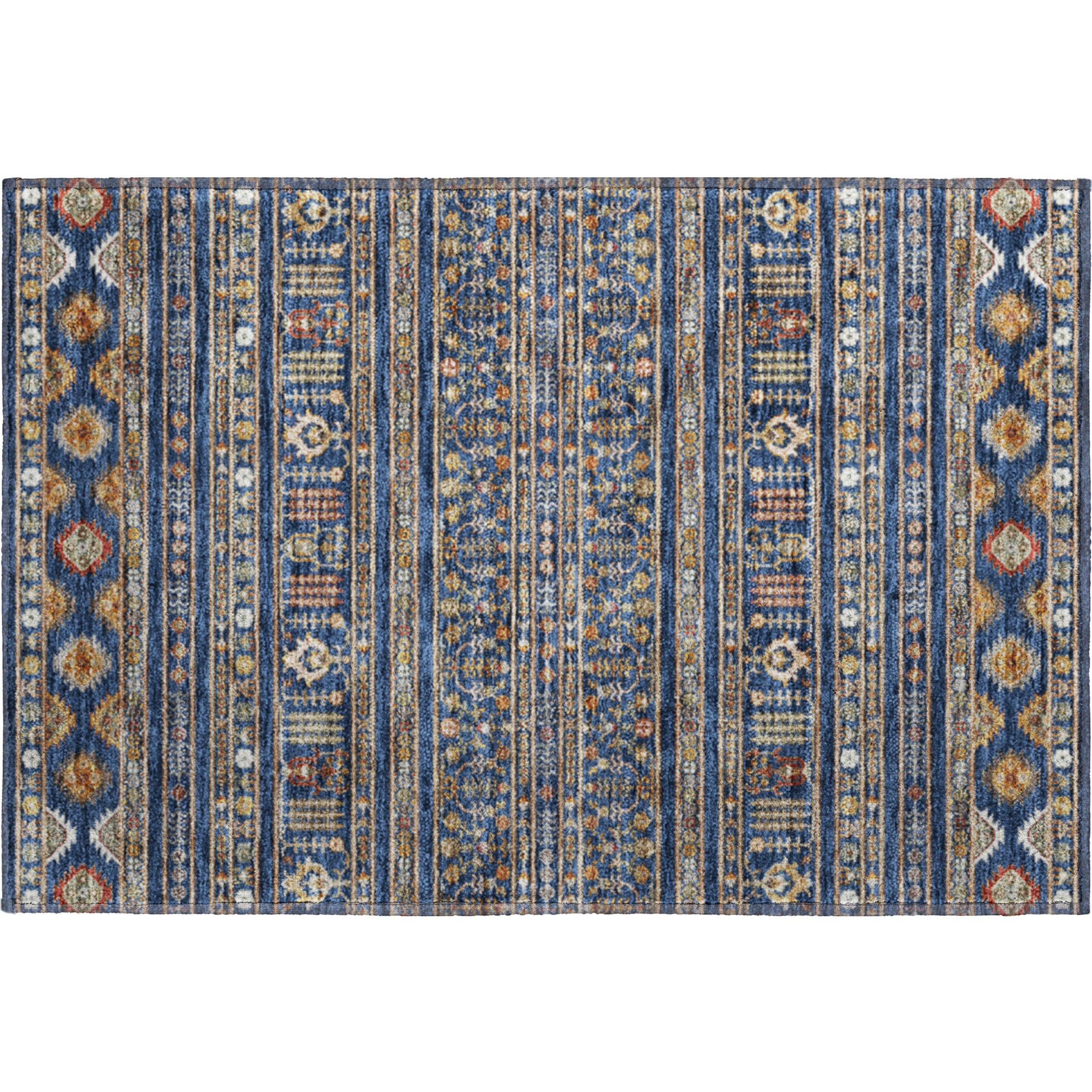 Tbilisi Machine Washable Transitional Navy Blue Rug 1'8" x 2'6" #shape_Rectangle