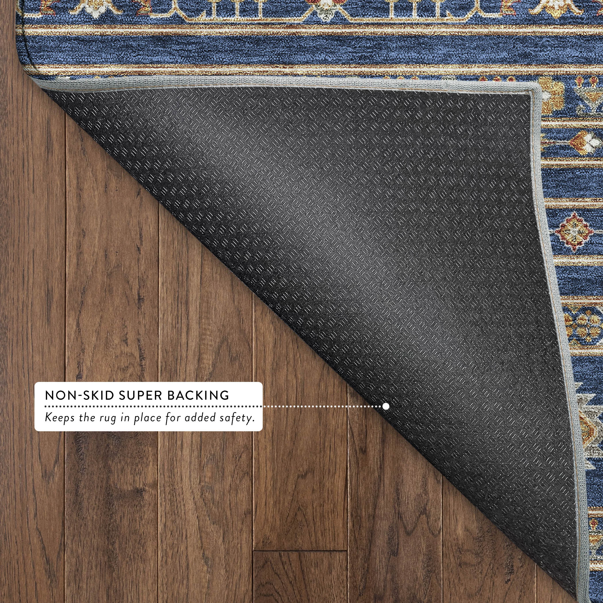 Tbilisi Machine Washable Transitional Navy Blue Rug 1'8" x 2'6" #shape_Rectangle