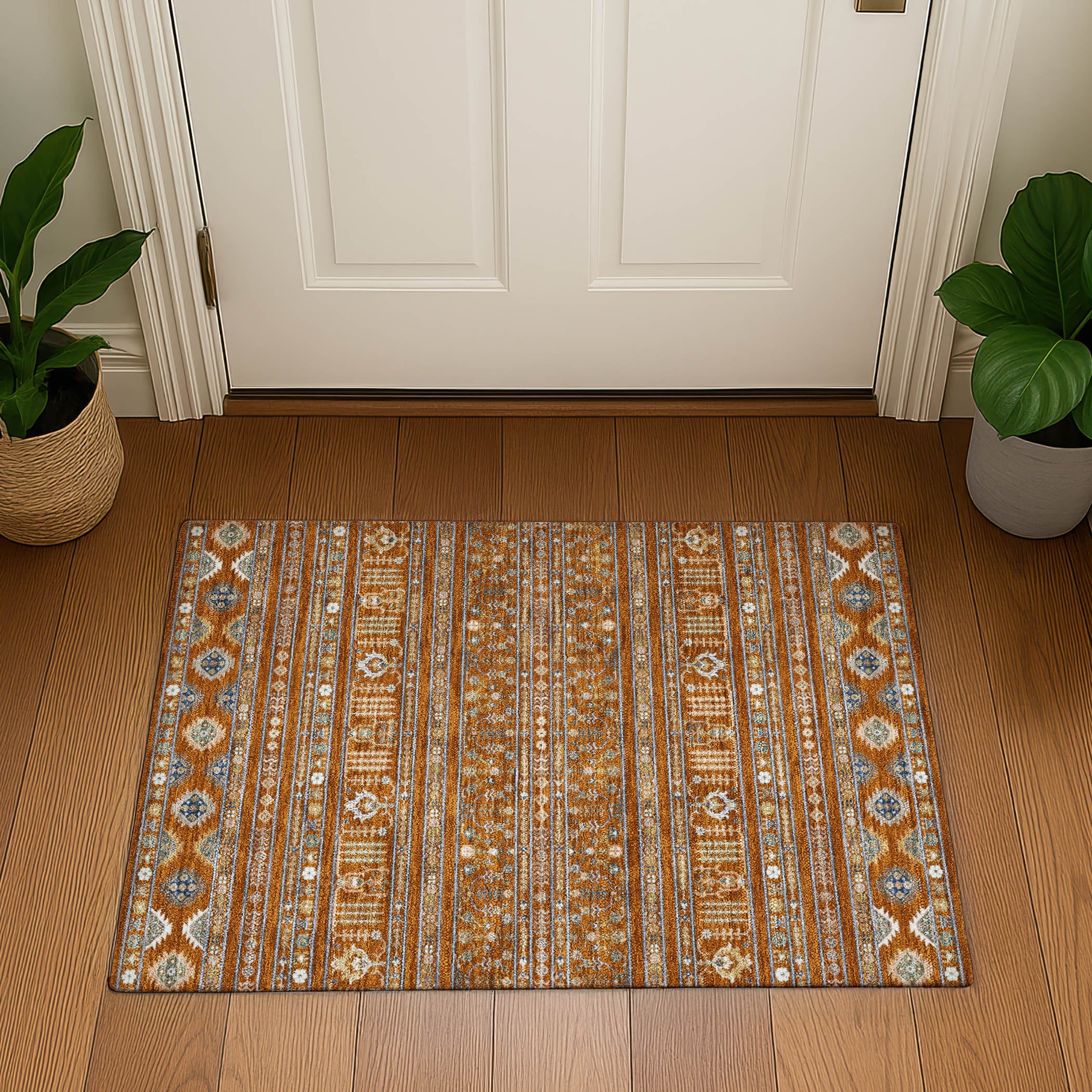 Tbilisi Machine Washable Transitional Paprika Orange Rug 1'8" x 2'6" #shape_Rectangle