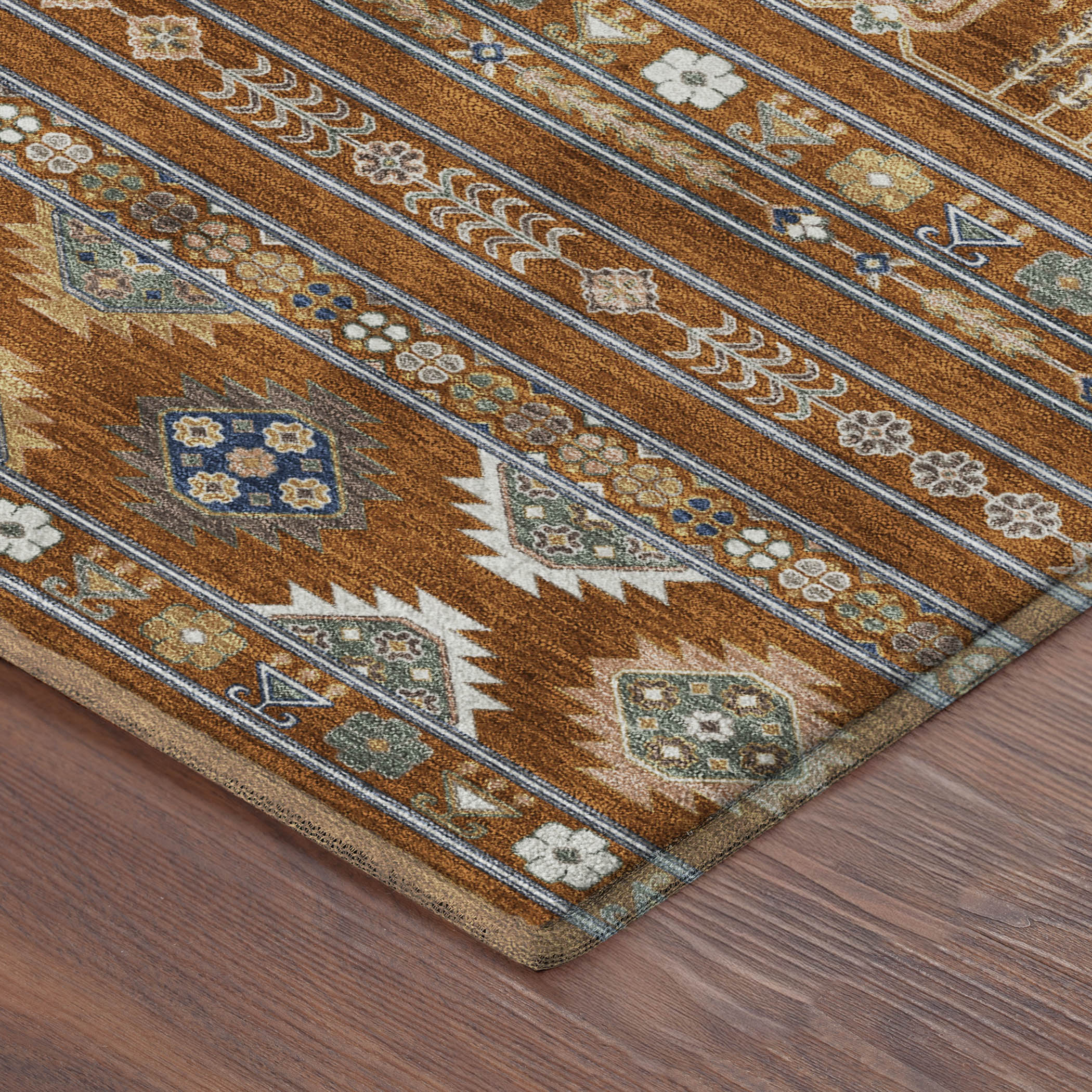 Tbilisi Machine Washable Transitional Paprika Orange Rug 1'8" x 2'6" #shape_Rectangle