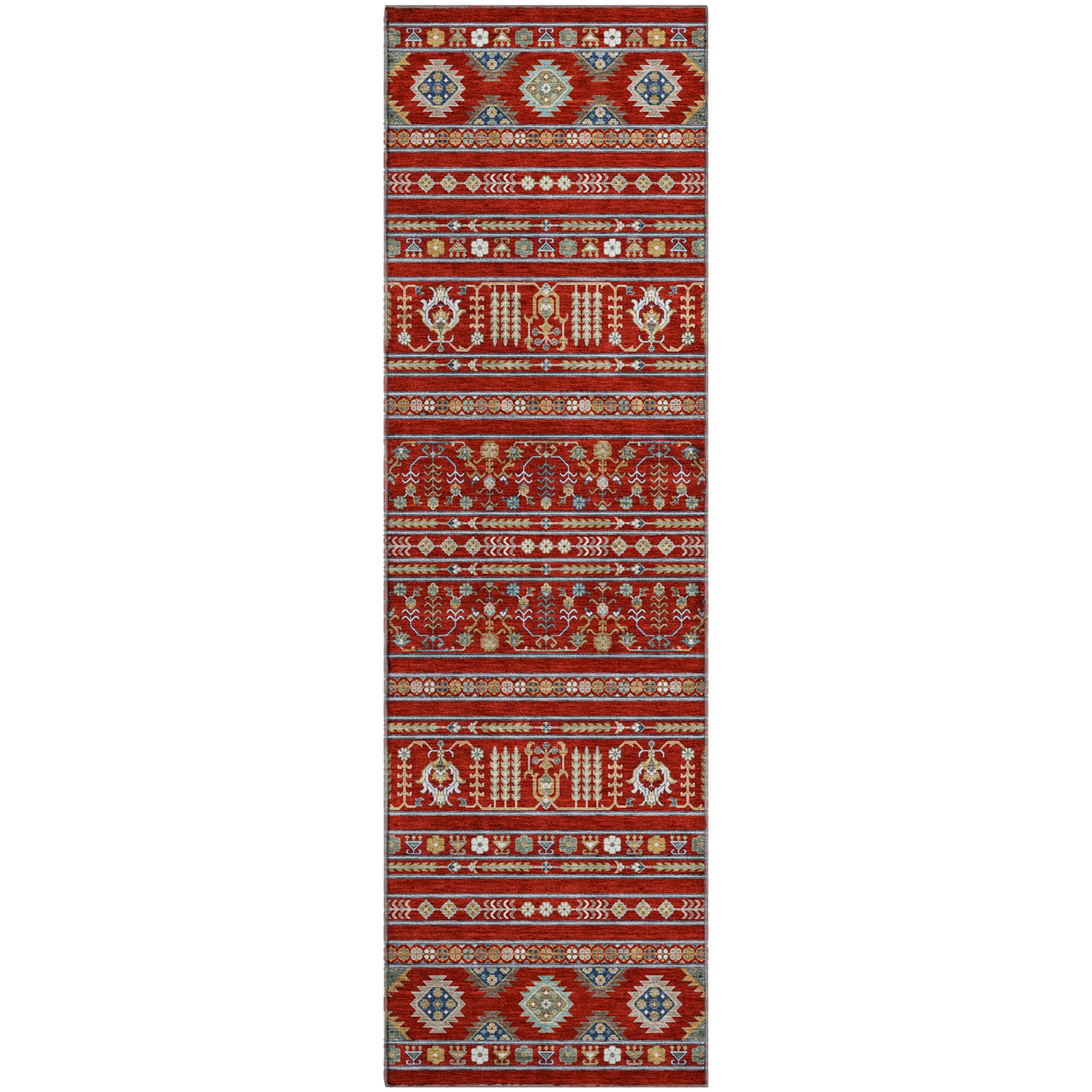 Tbilisi Machine Washable Transitional Red Rug 2'3" x 7'6" #shape_Runner