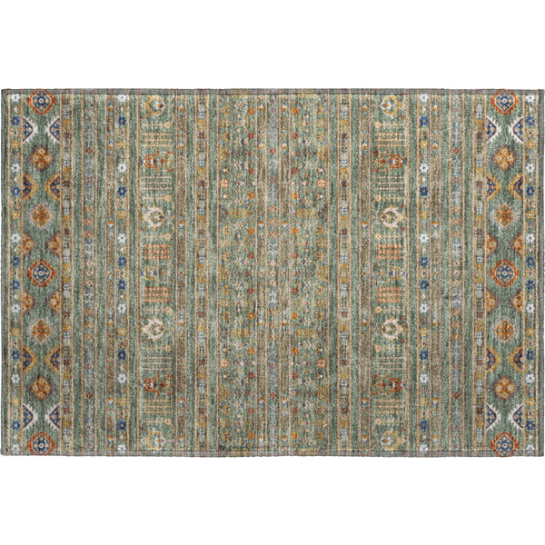 Tbilisi Machine Washable Transitional Sage Green Rug 1'8" x 2'6"