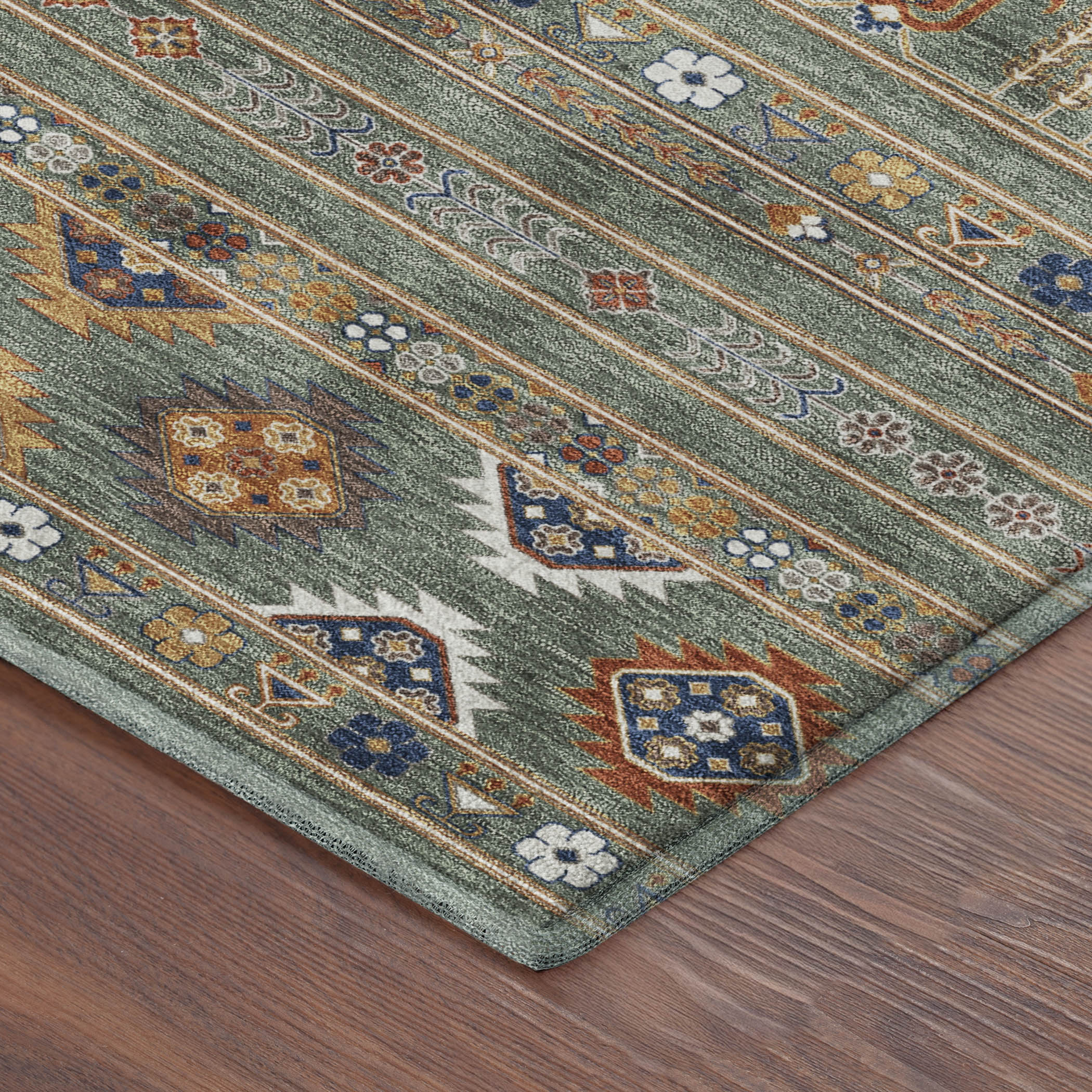 Tbilisi Machine Washable Transitional Sage Green Rug 1'8" x 2'6" #shape_Rectangle