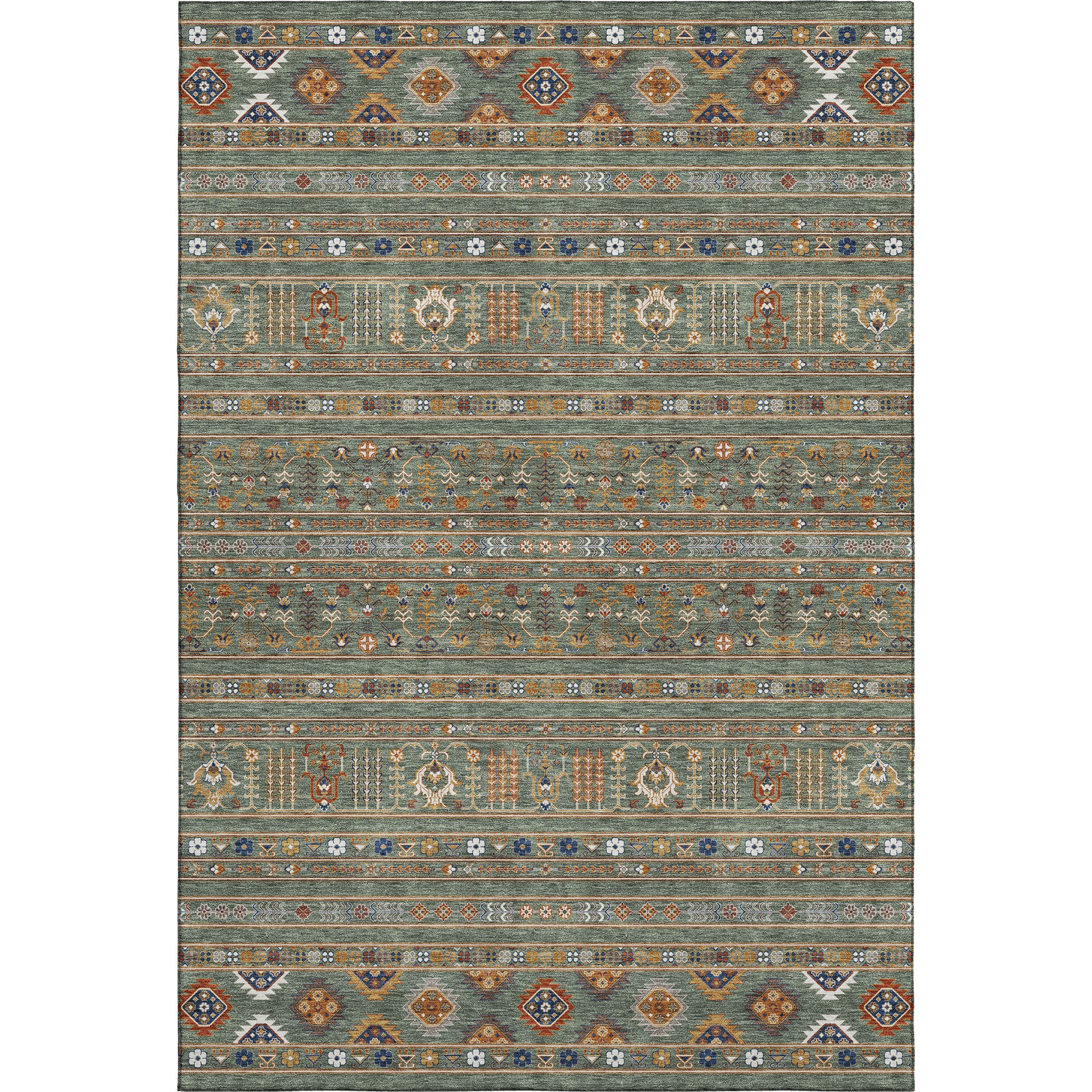 Tbilisi Machine Washable Transitional Sage Green Rug 2'6" x 3'10" #shape_Rectangle
