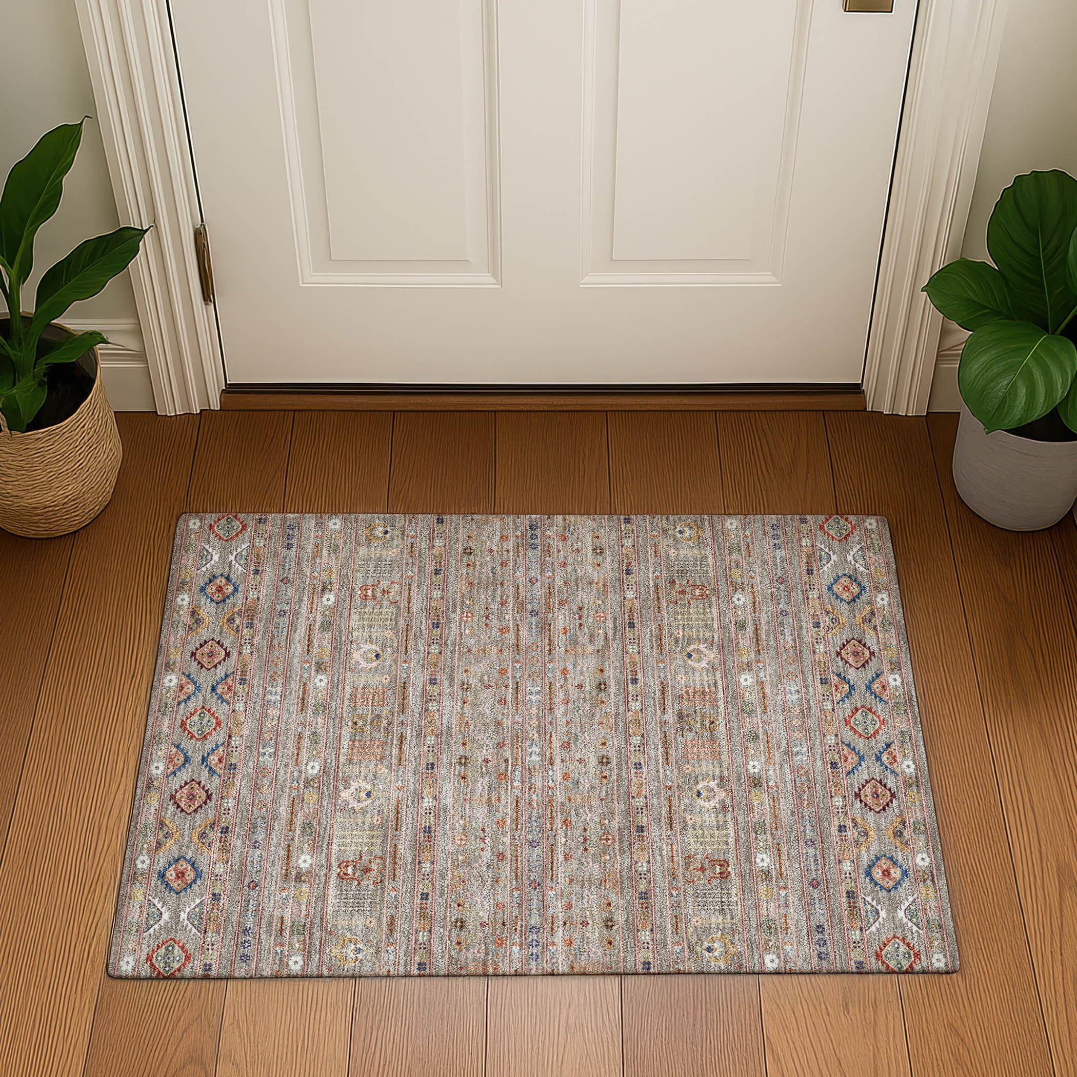 Tbilisi Machine Washable Transitional Taupe Brown Rug 1'8" x 2'6" #shape_Rectangle