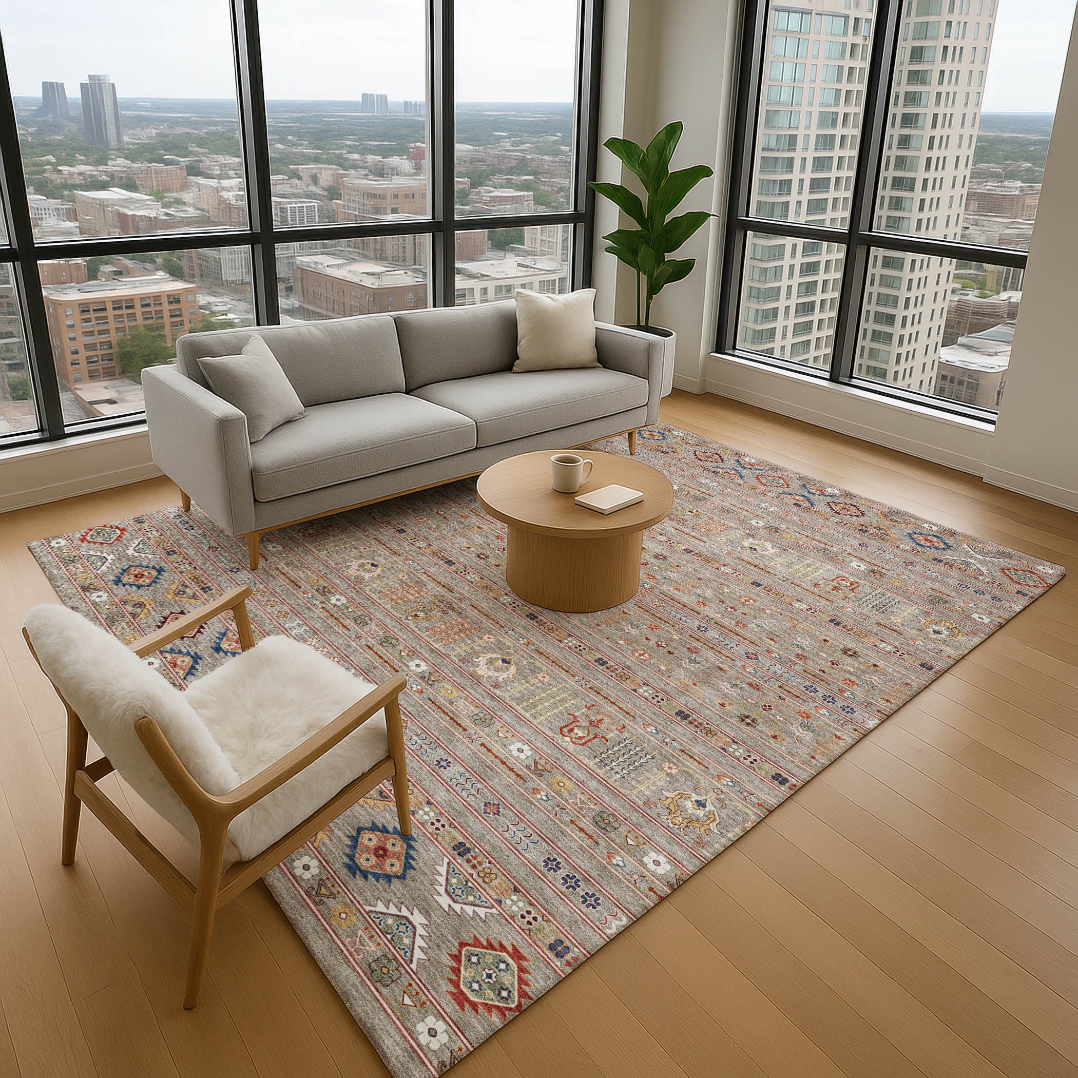Tbilisi Machine Washable Transitional Taupe Brown Rug 2'6" x 3'10" #shape_Rectangle