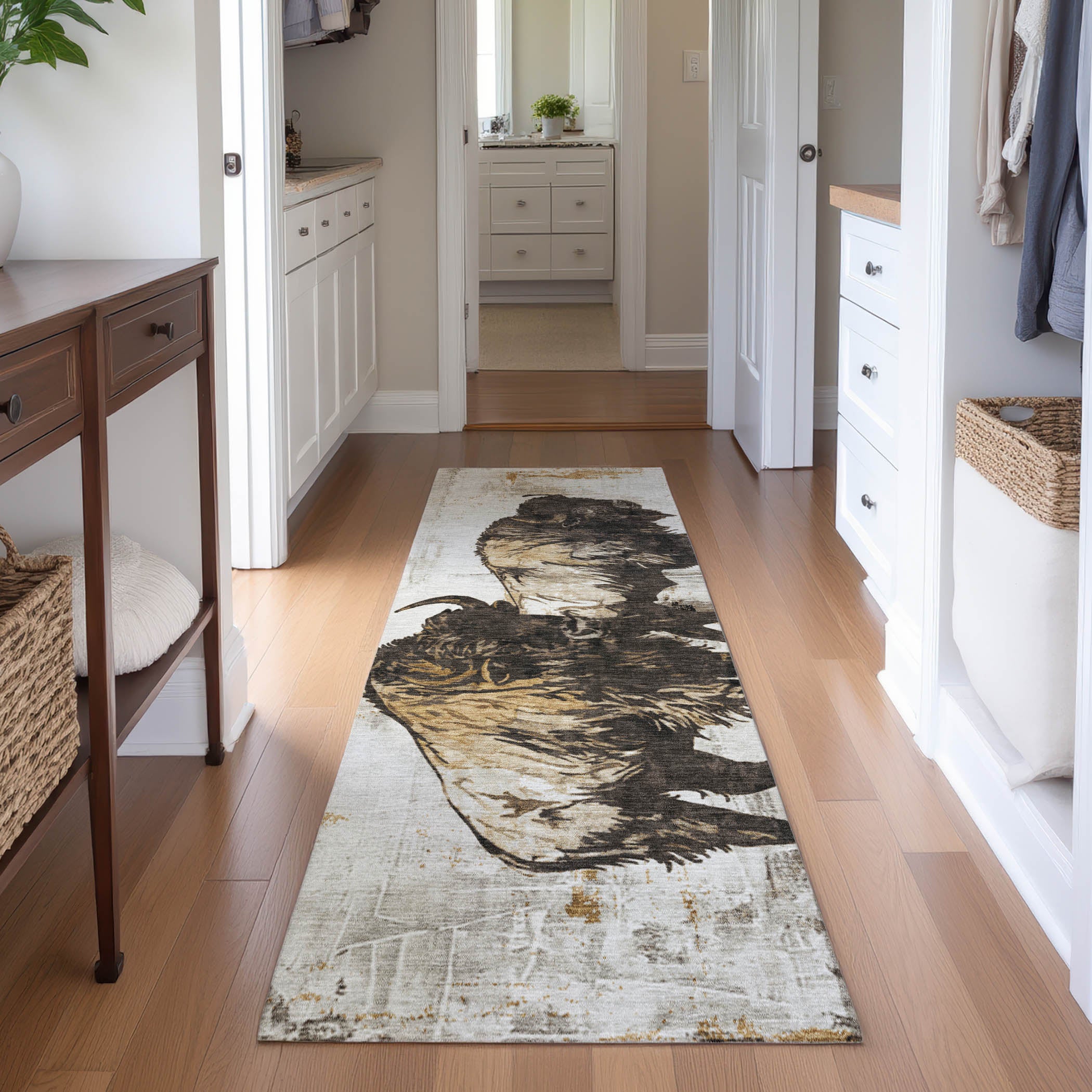 Mostar Machine Washable Transitional Putty Ivory Rug 2'3" x 7'6" #shape_Runner