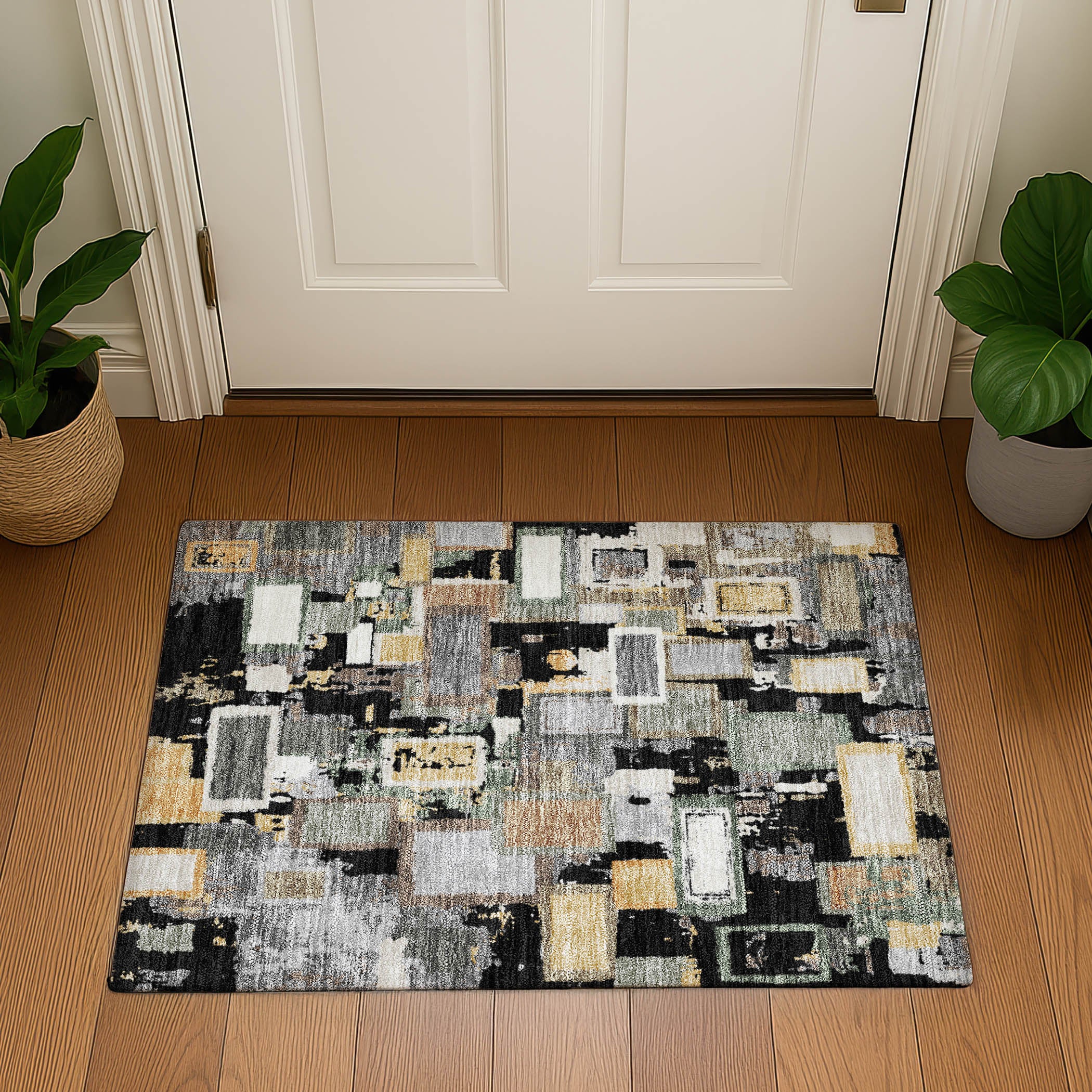 Dubrovnik Machine Washable Transitional Black Rug 1'8" x 2'6" #shape_Rectangle
