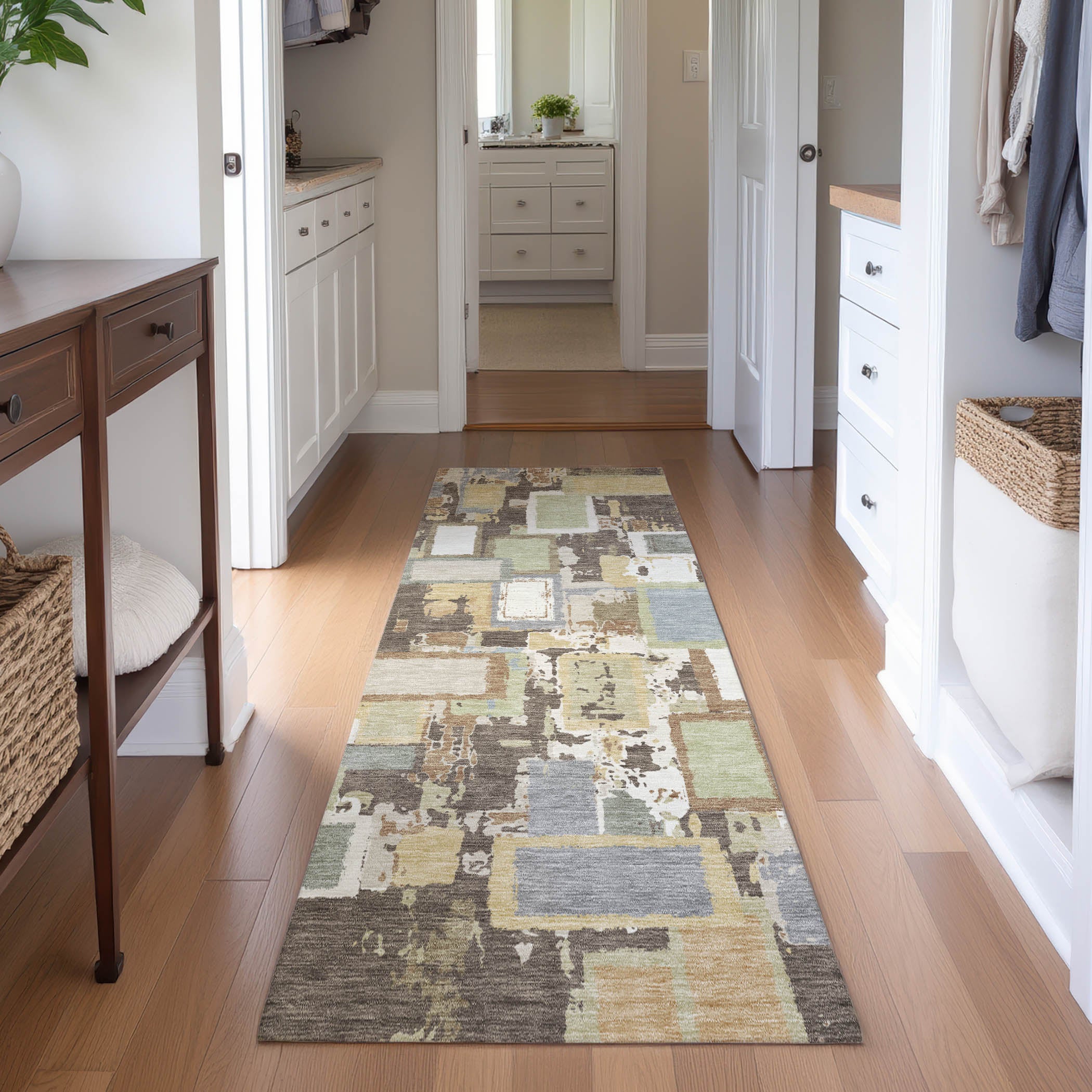 Dubrovnik Machine Washable Transitional Brown Rug 2'3" x 7'6" #shape_Runner