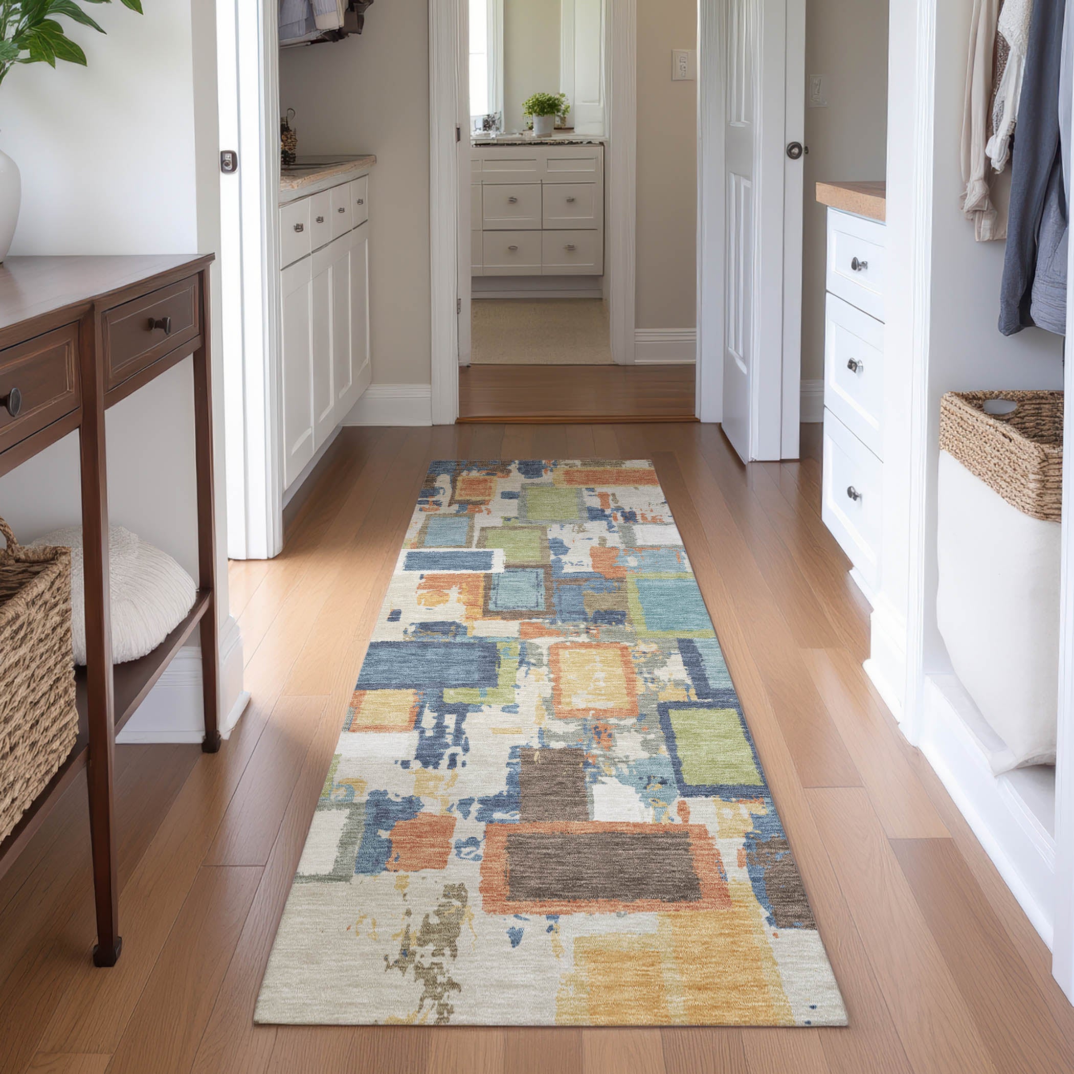 Dubrovnik Machine Washable Transitional Denim Blue Rug 2'3" x 7'6" #shape_Runner