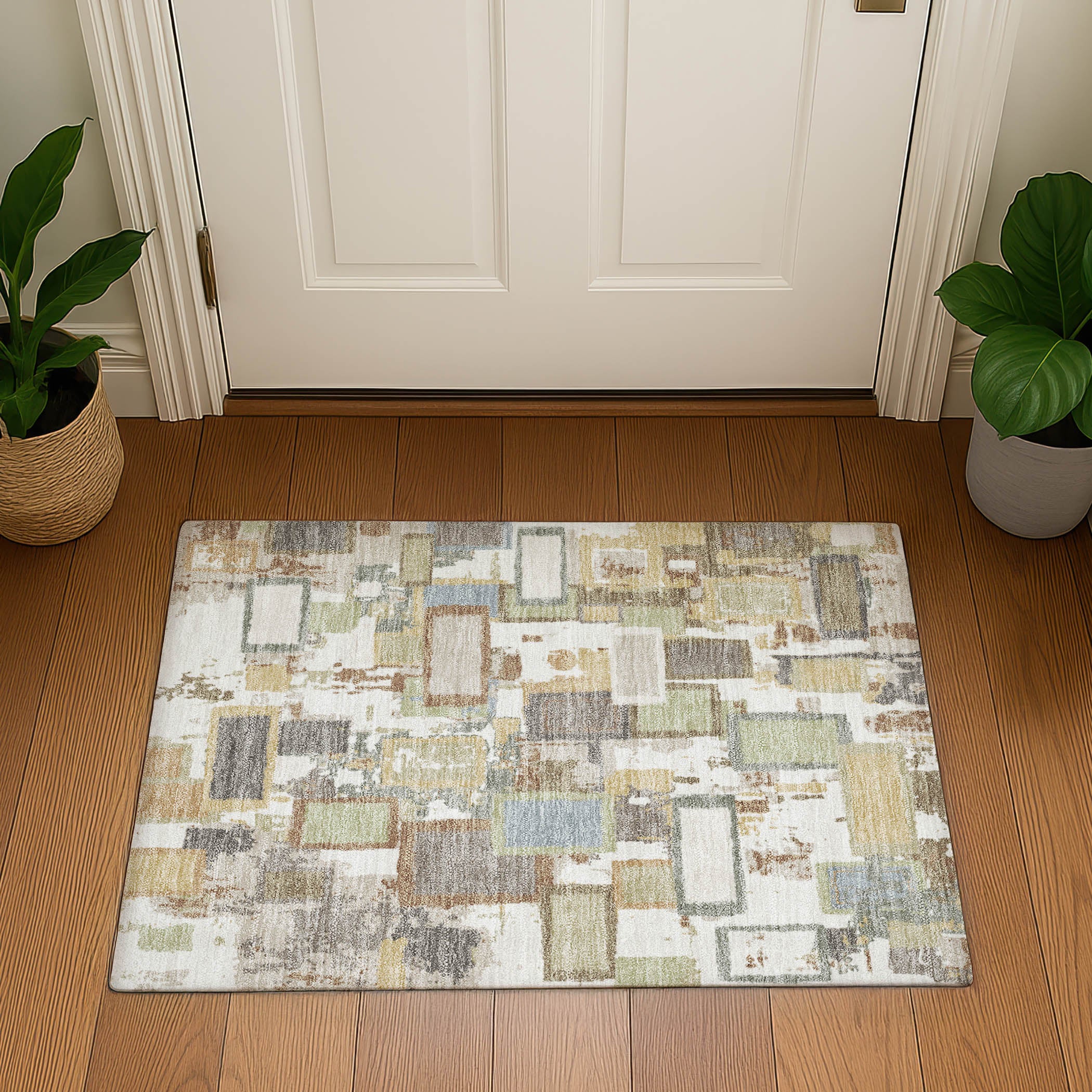 Dubrovnik Machine Washable Transitional Ivory Rug 1'8" x 2'6" #shape_Rectangle