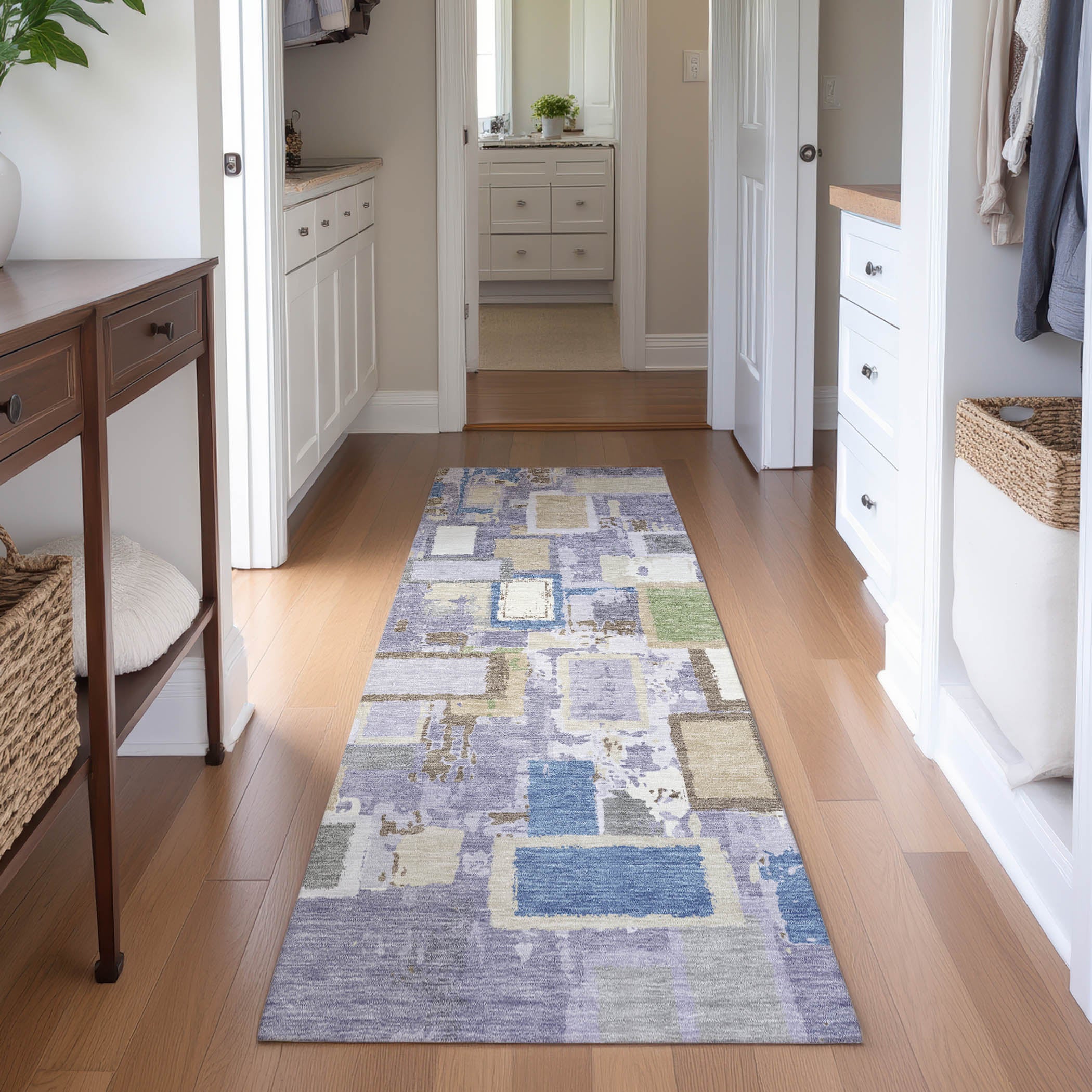 Dubrovnik Machine Washable Transitional Purple Rug 2'3" x 7'6" #shape_Runner
