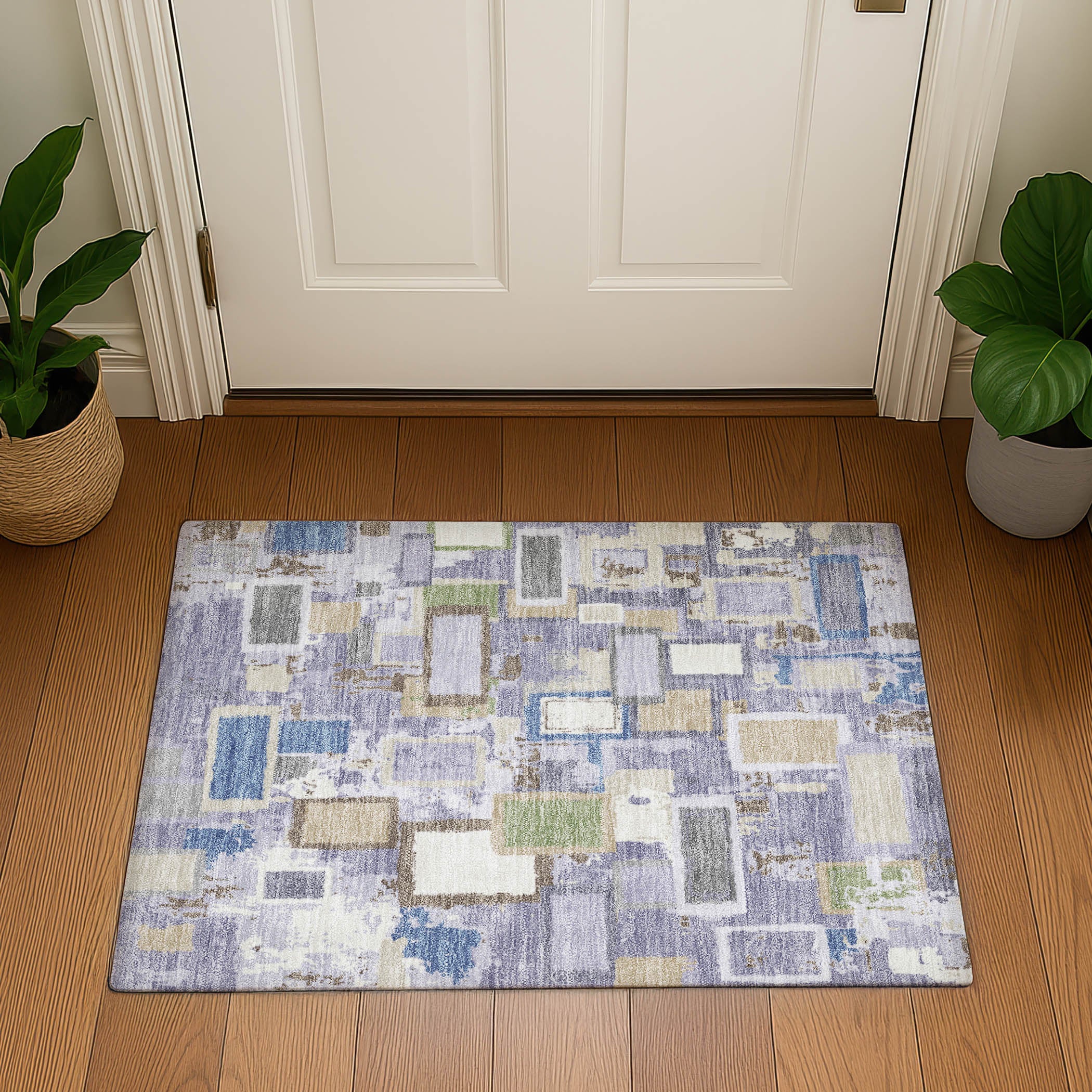 Dubrovnik Machine Washable Transitional Purple Rug 1'8" x 2'6" #shape_Rectangle