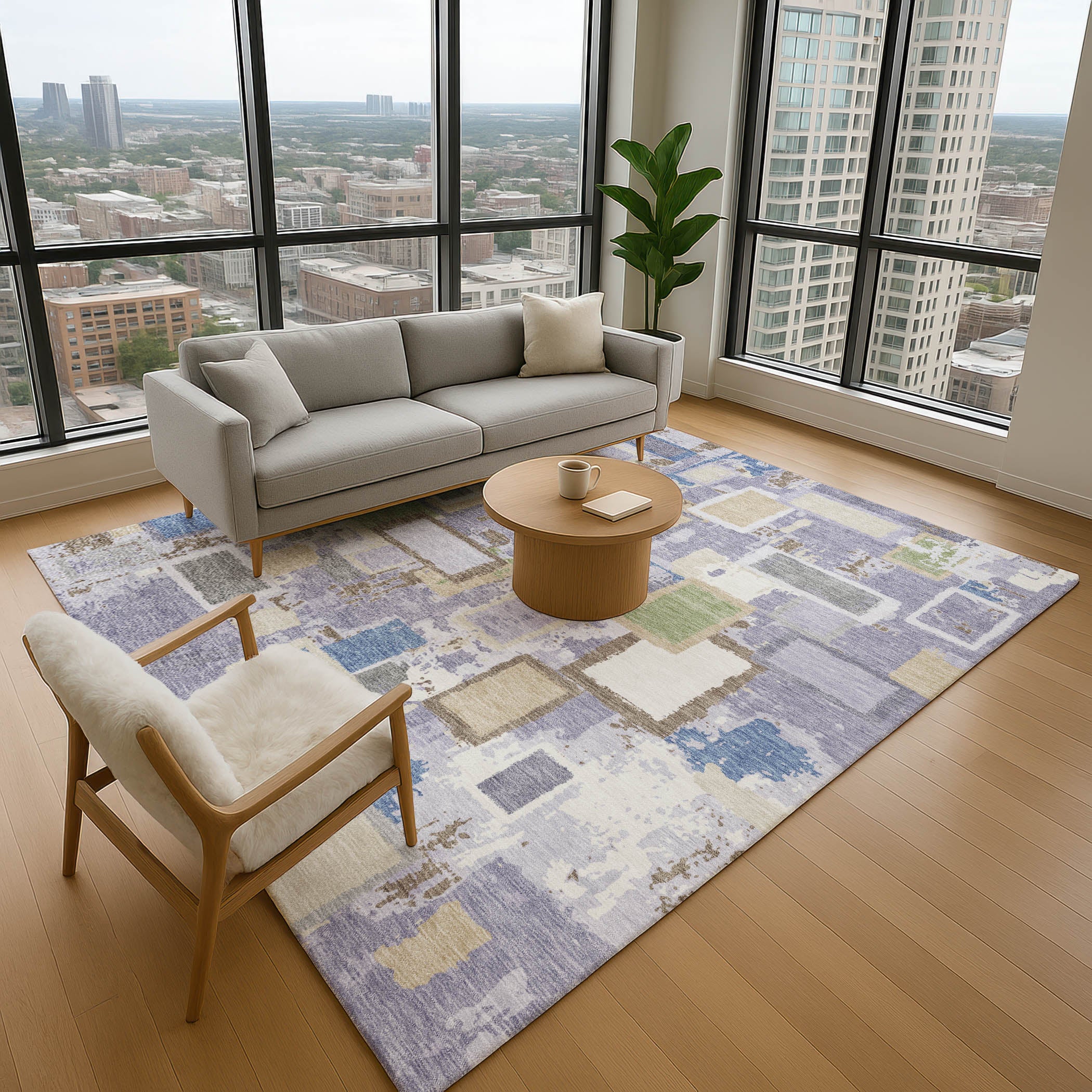 Dubrovnik Machine Washable Transitional Purple Rug 2'6" x 3'10" #shape_Rectangle