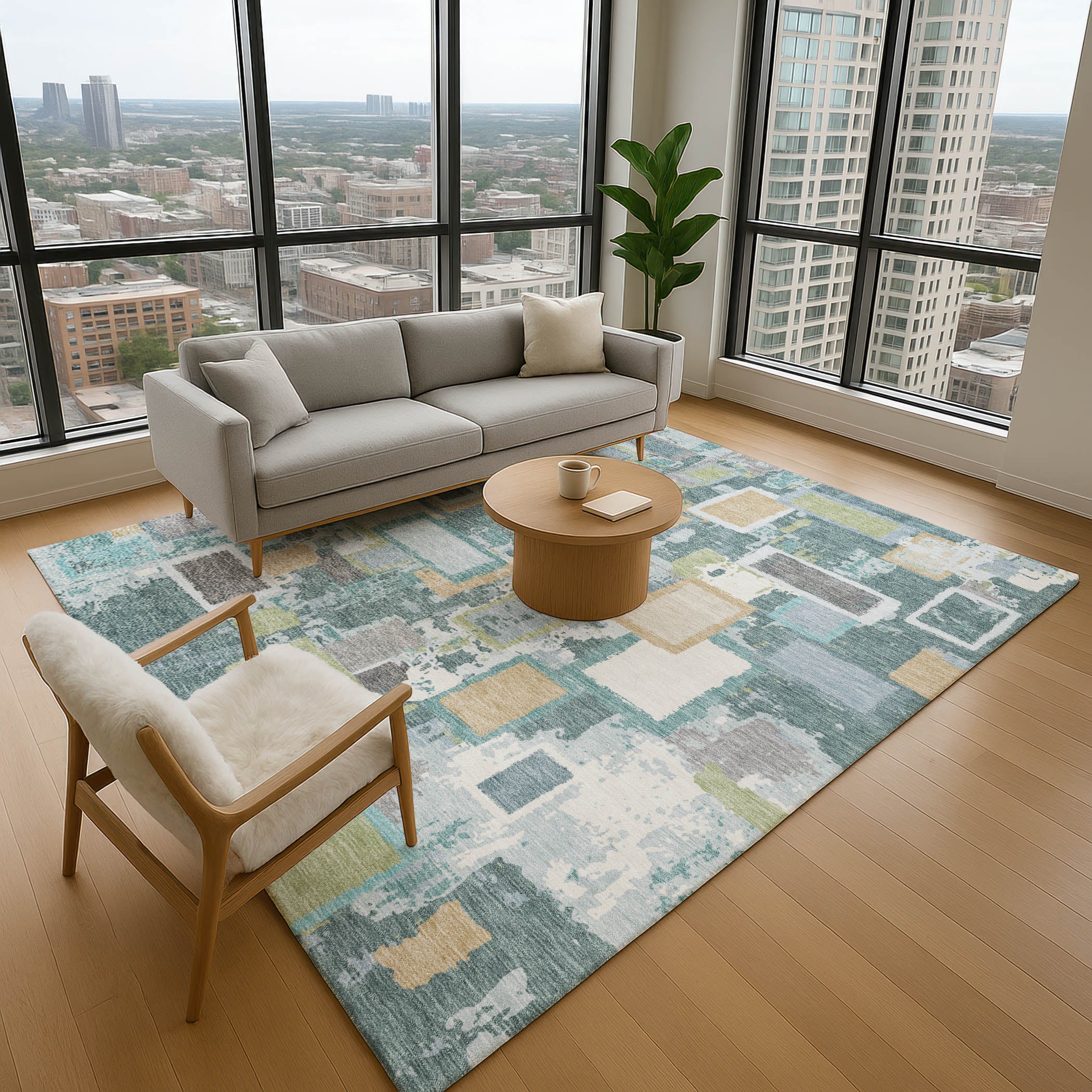 Dubrovnik Machine Washable Transitional Teal Rug 2'6" x 3'10" #shape_Rectangle