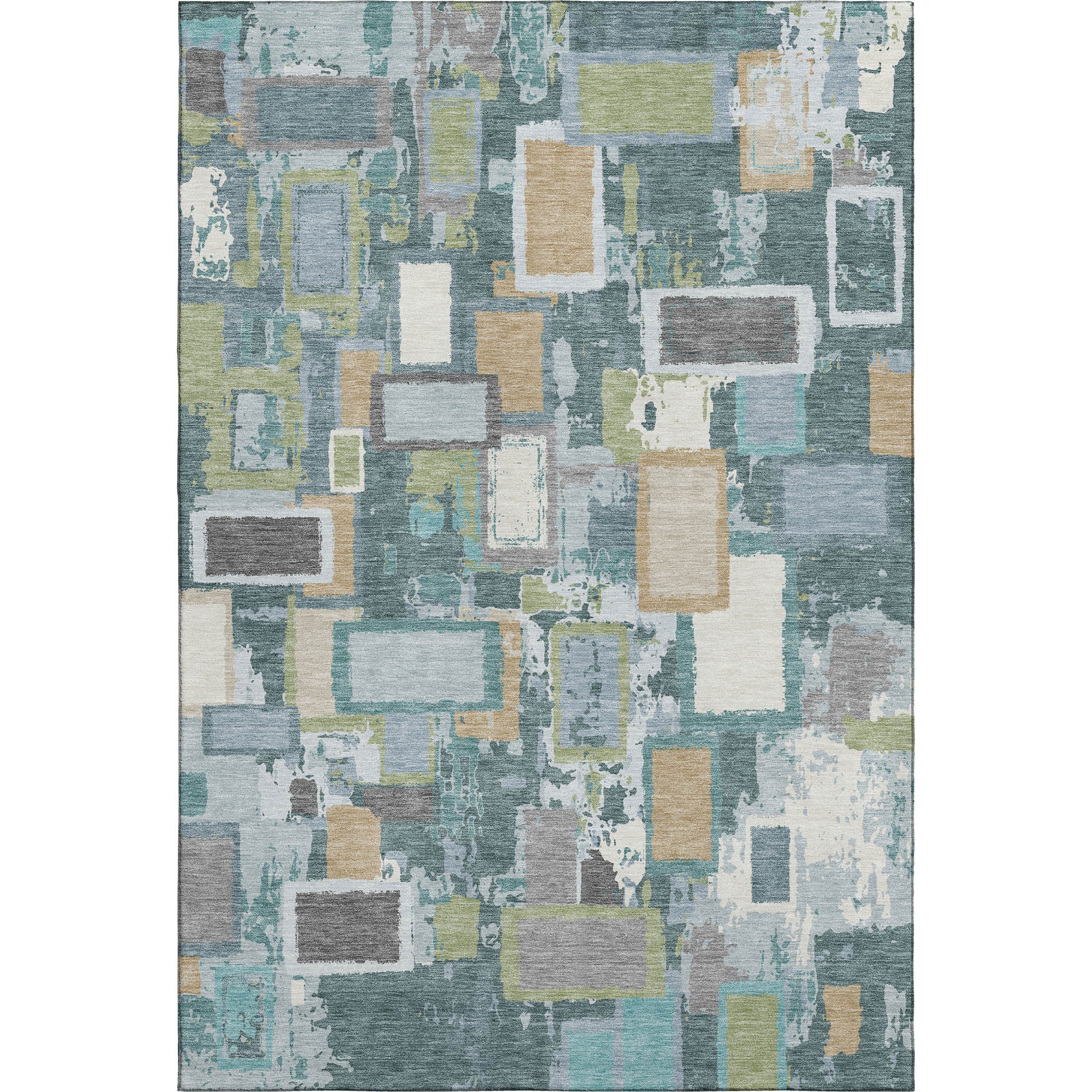 Dubrovnik Machine Washable Transitional Teal Rug 2'6" x 3'10" #shape_Rectangle