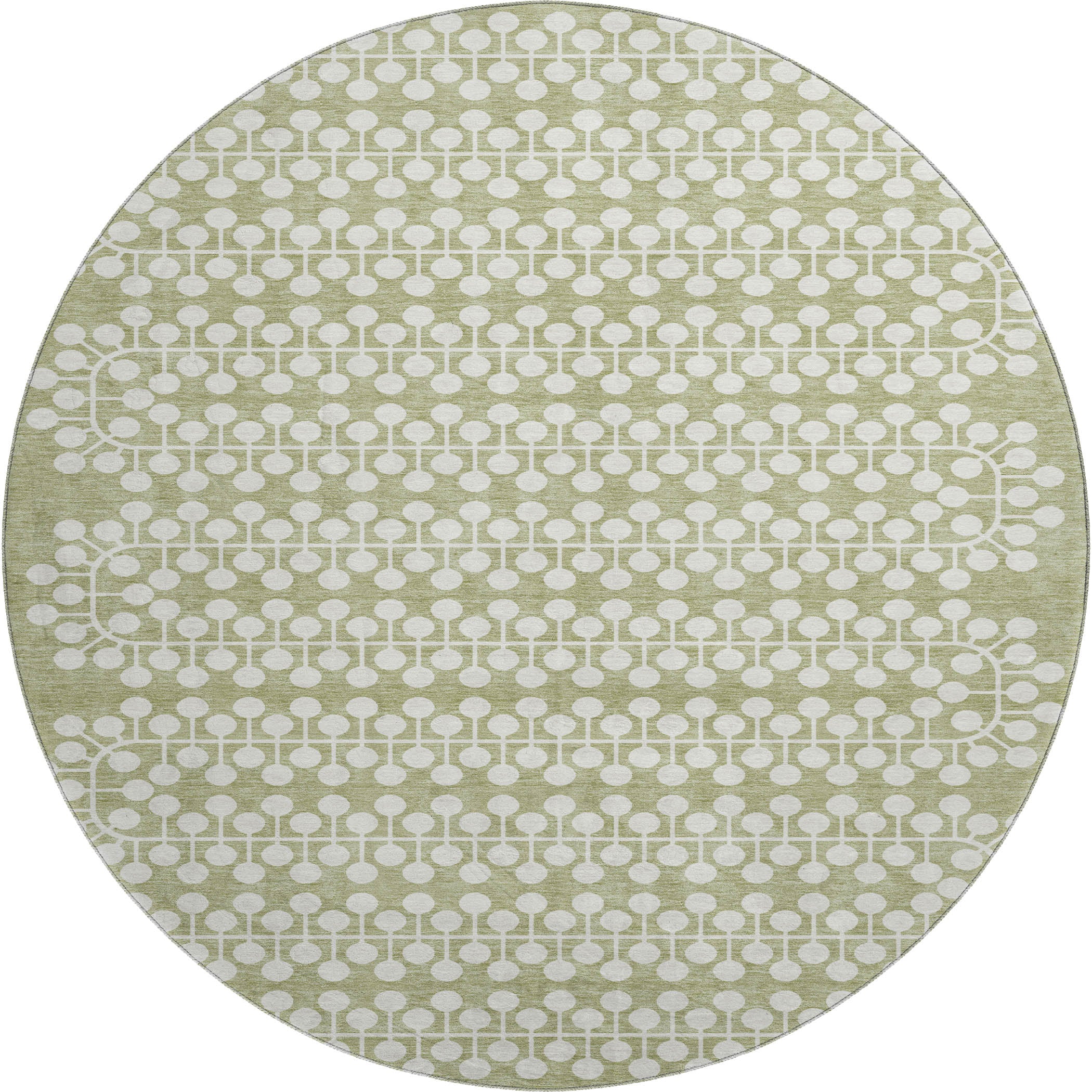 Bergen Machine Washable Transitional Aloe Green Rug 8' x 8' #shape_Round