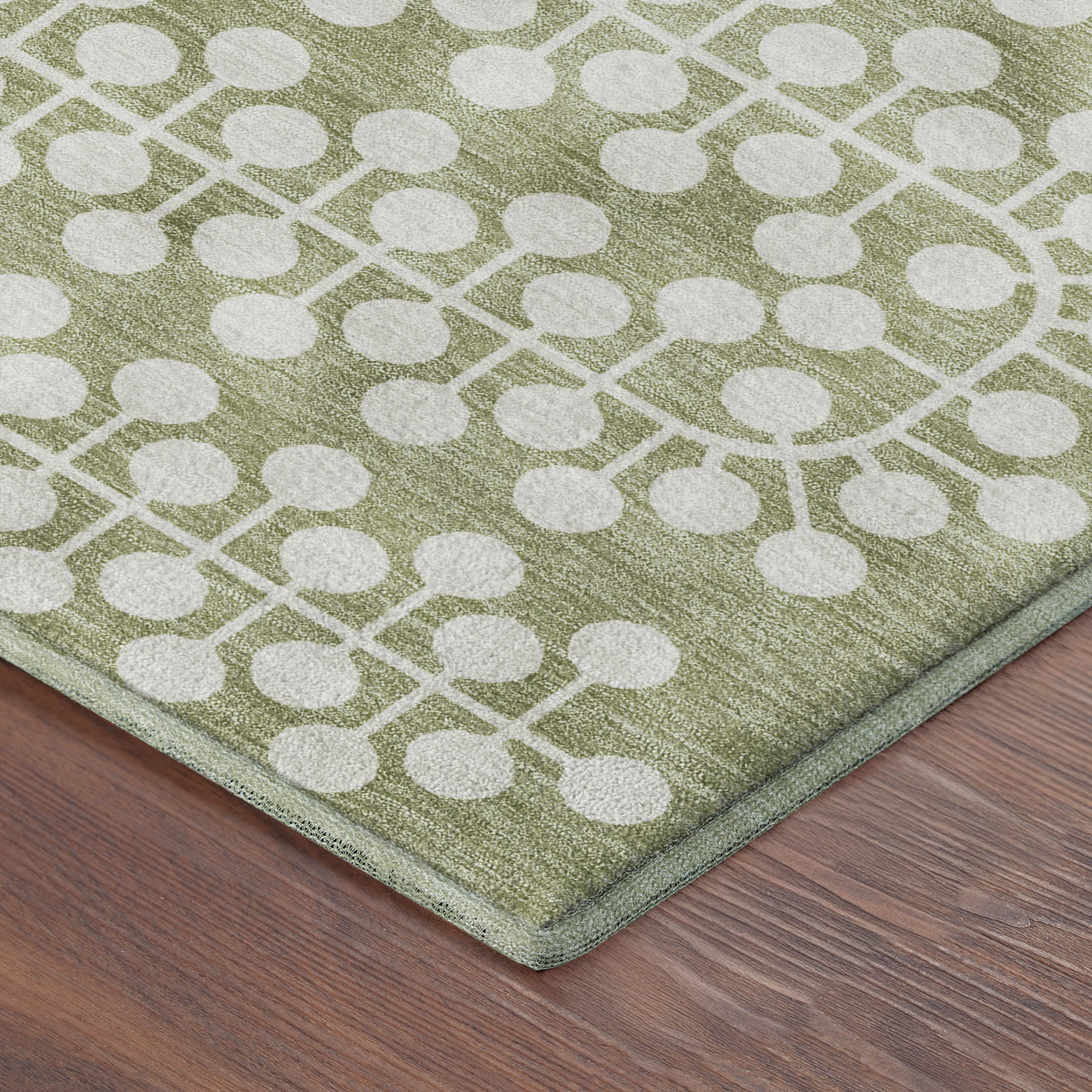 Bergen Machine Washable Transitional Aloe Green Rug 1'8" x 2'6" #shape_Rectangle