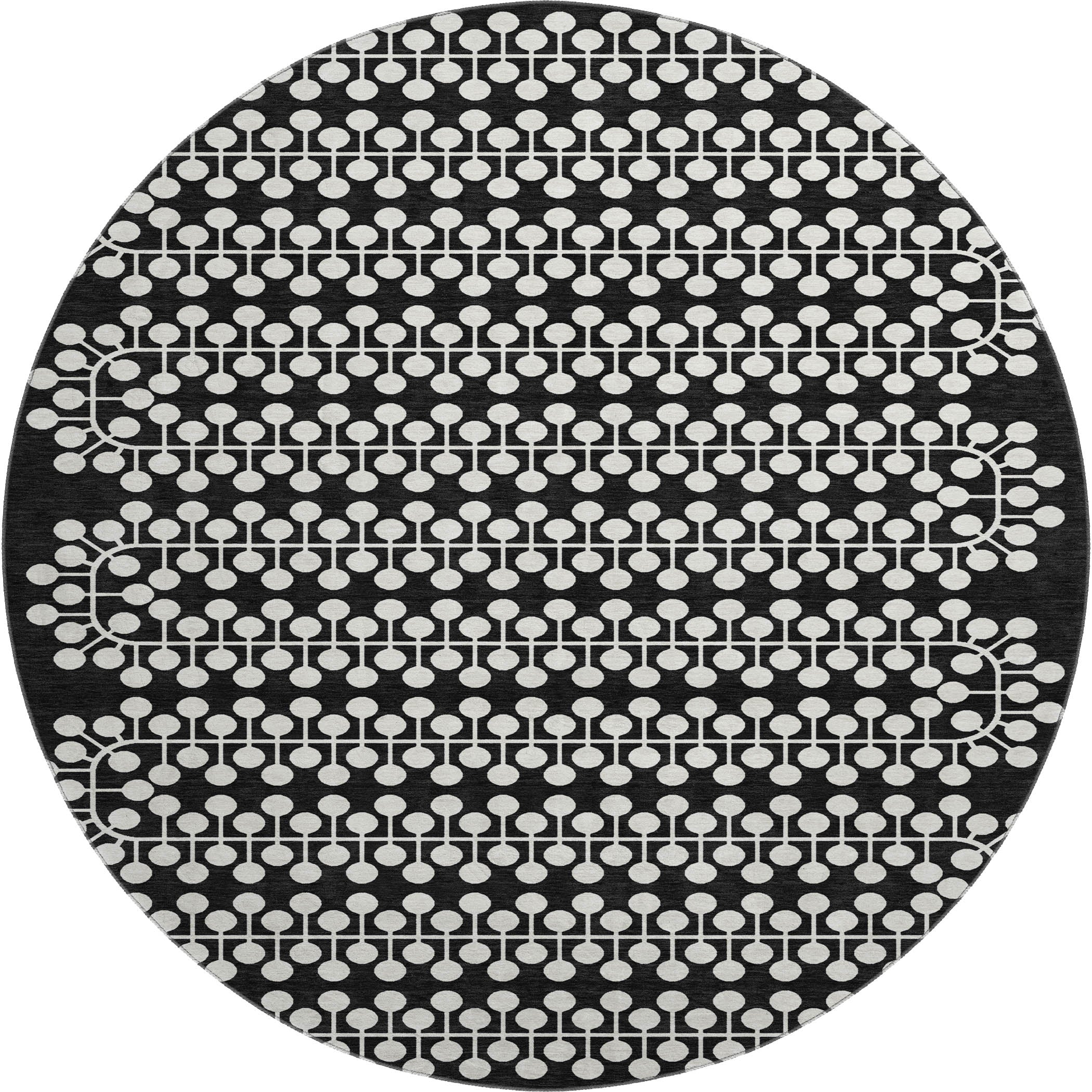 Bergen Machine Washable Transitional Black Rug 8' x 8' #shape_Round