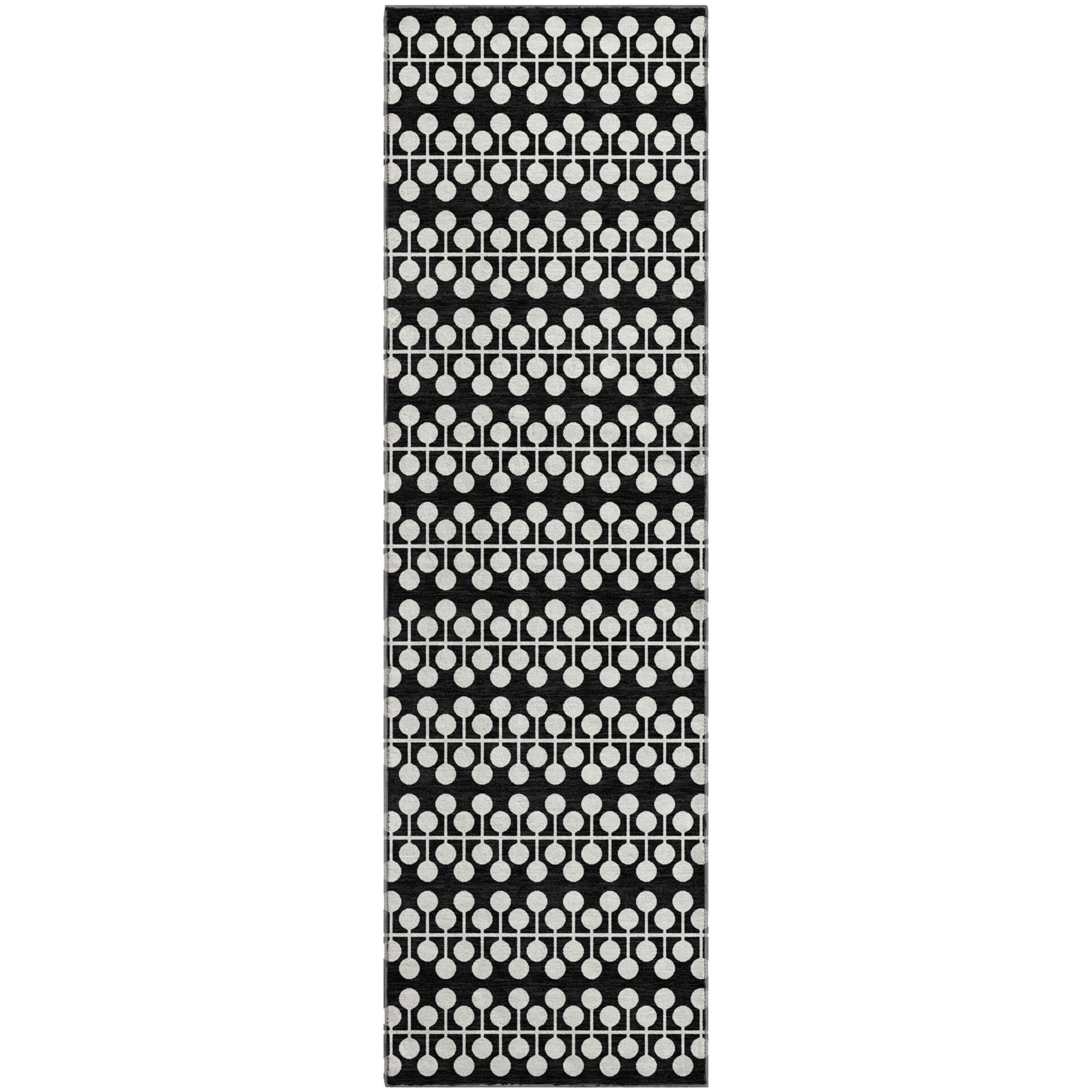 Bergen Machine Washable Transitional Black Rug 2'3" x 7'6" #shape_Runner