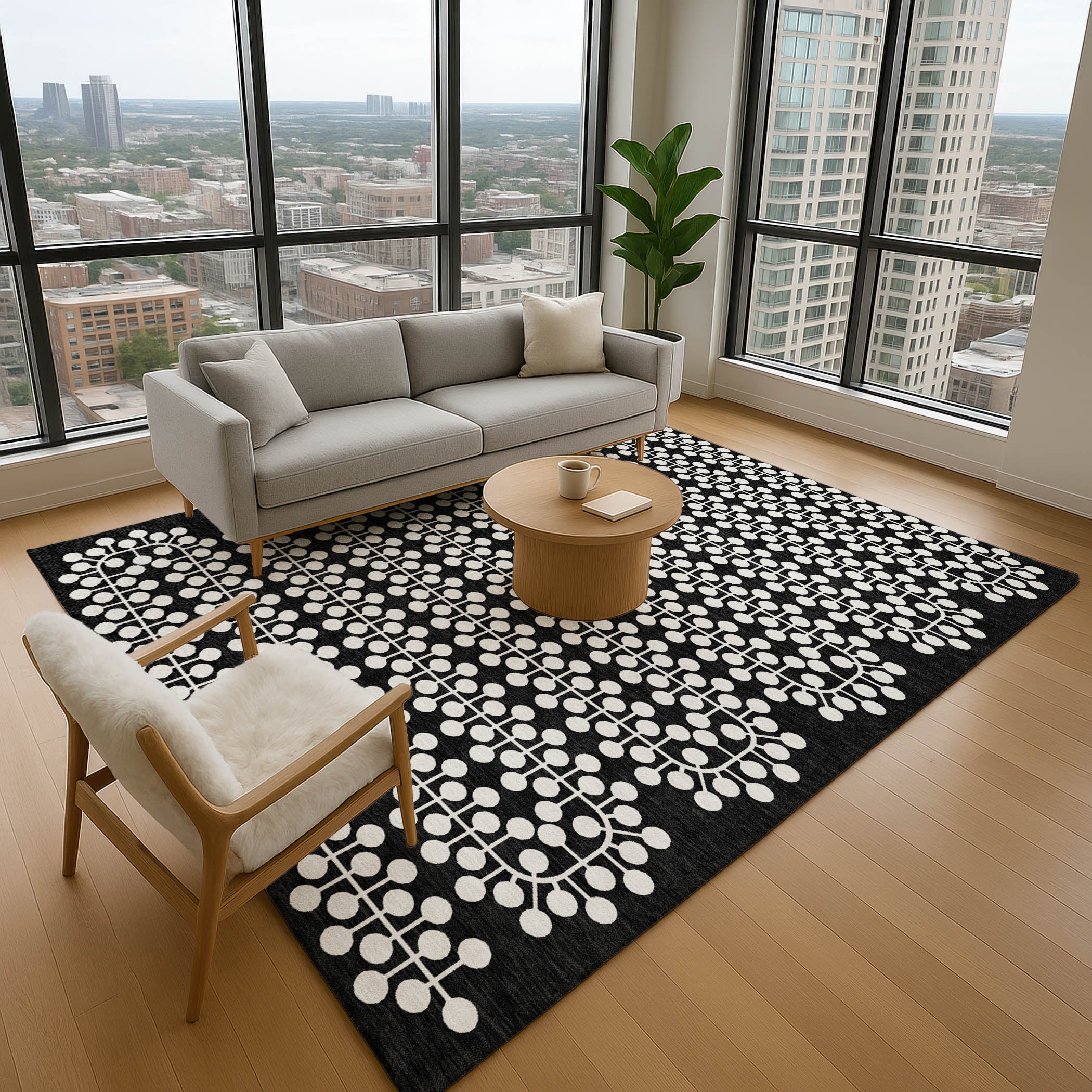 Bergen Machine Washable Transitional Black Rug 2'6" x 3'10" #shape_Rectangle