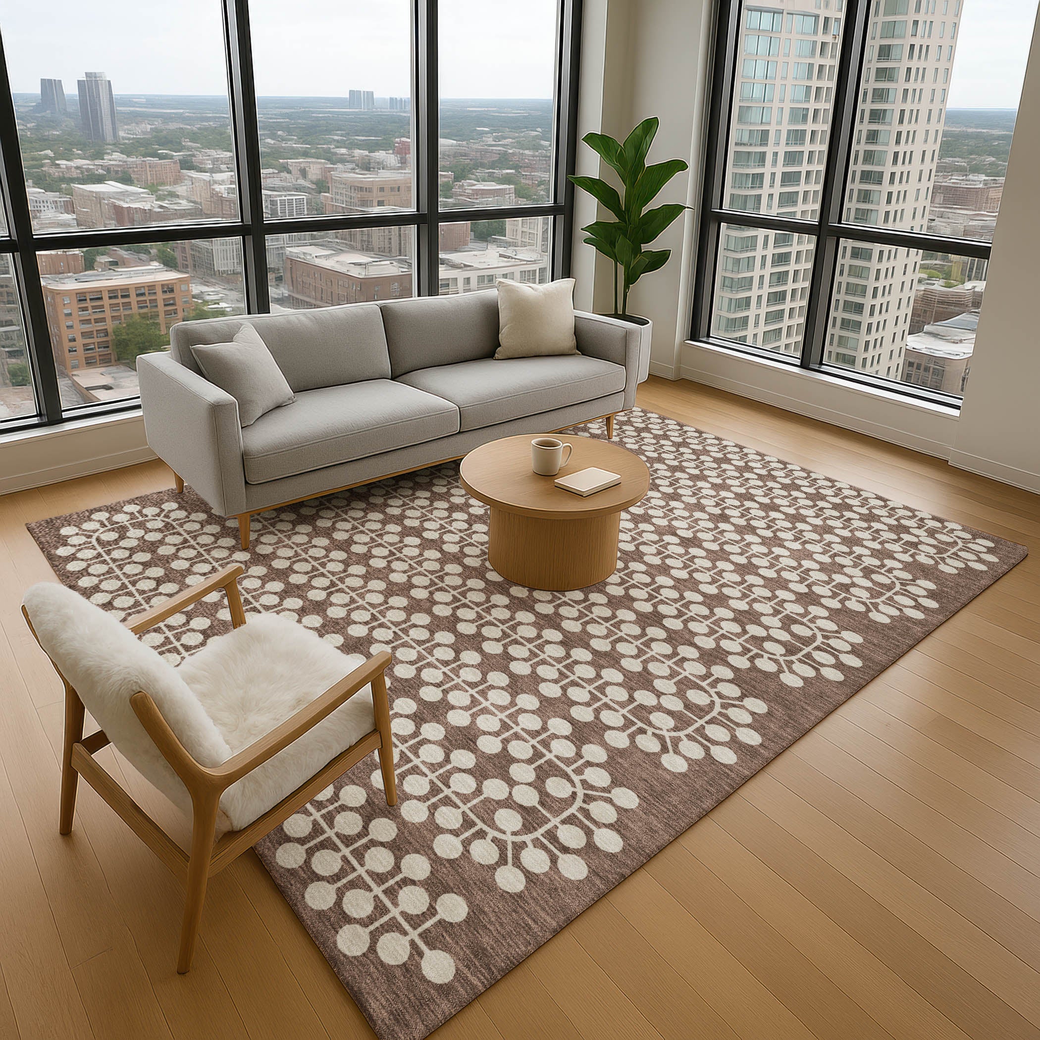 Bergen Machine Washable Transitional Brown Rug 2'6" x 3'10" #shape_Rectangle