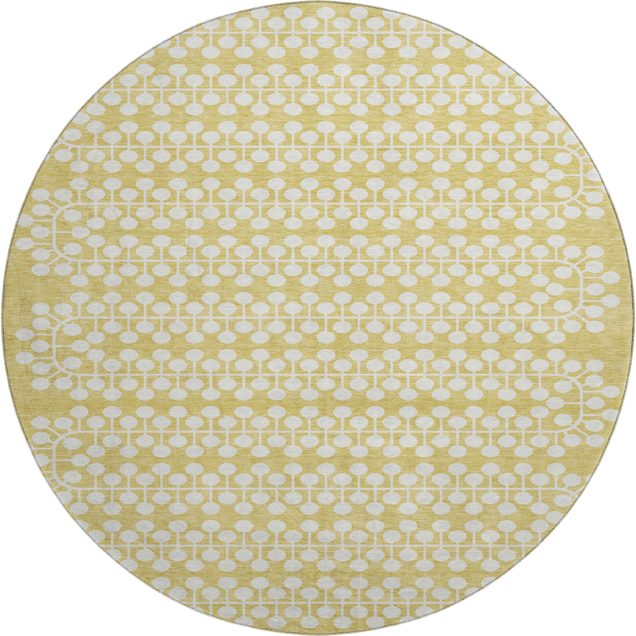 Bergen Machine Washable Transitional Gold Rug 8' x 8' #shape_Round