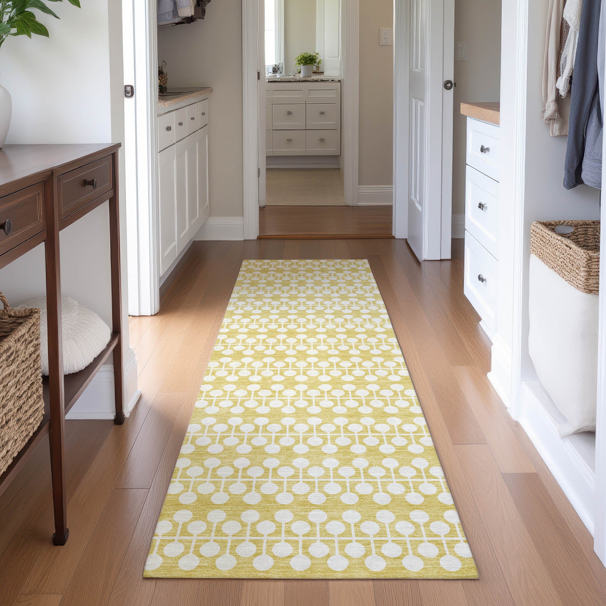 Bergen Machine Washable Transitional Gold Rug 2'3" x 7'6" #shape_Runner