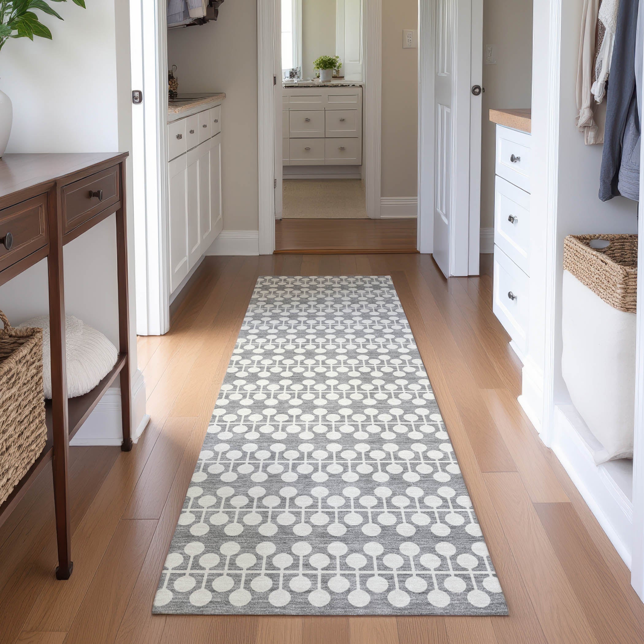 Bergen Machine Washable Transitional Gray Rug 2'3" x 7'6" #shape_Runner