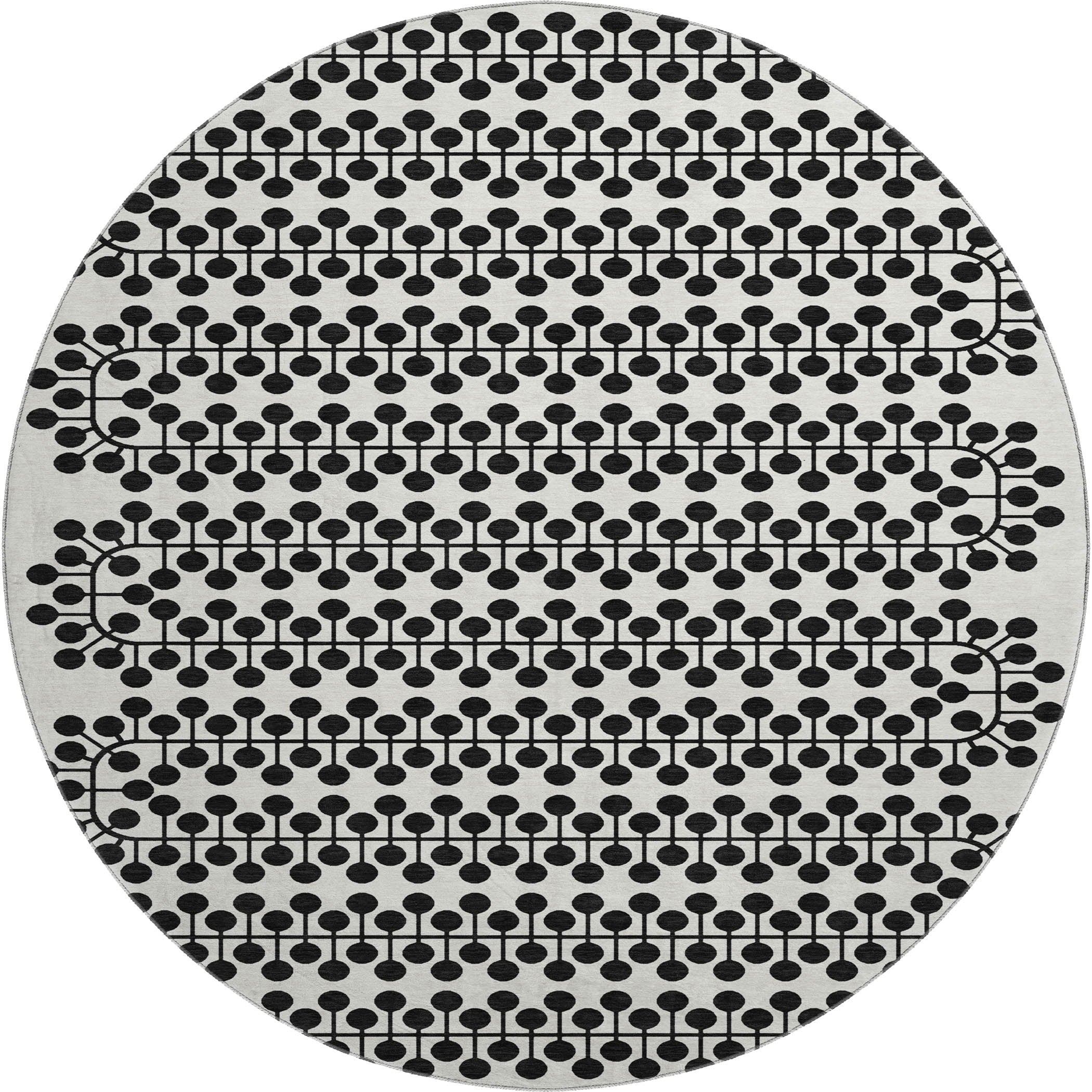 Bergen Machine Washable Transitional Ivory Rug 8' x 8' #shape_Round