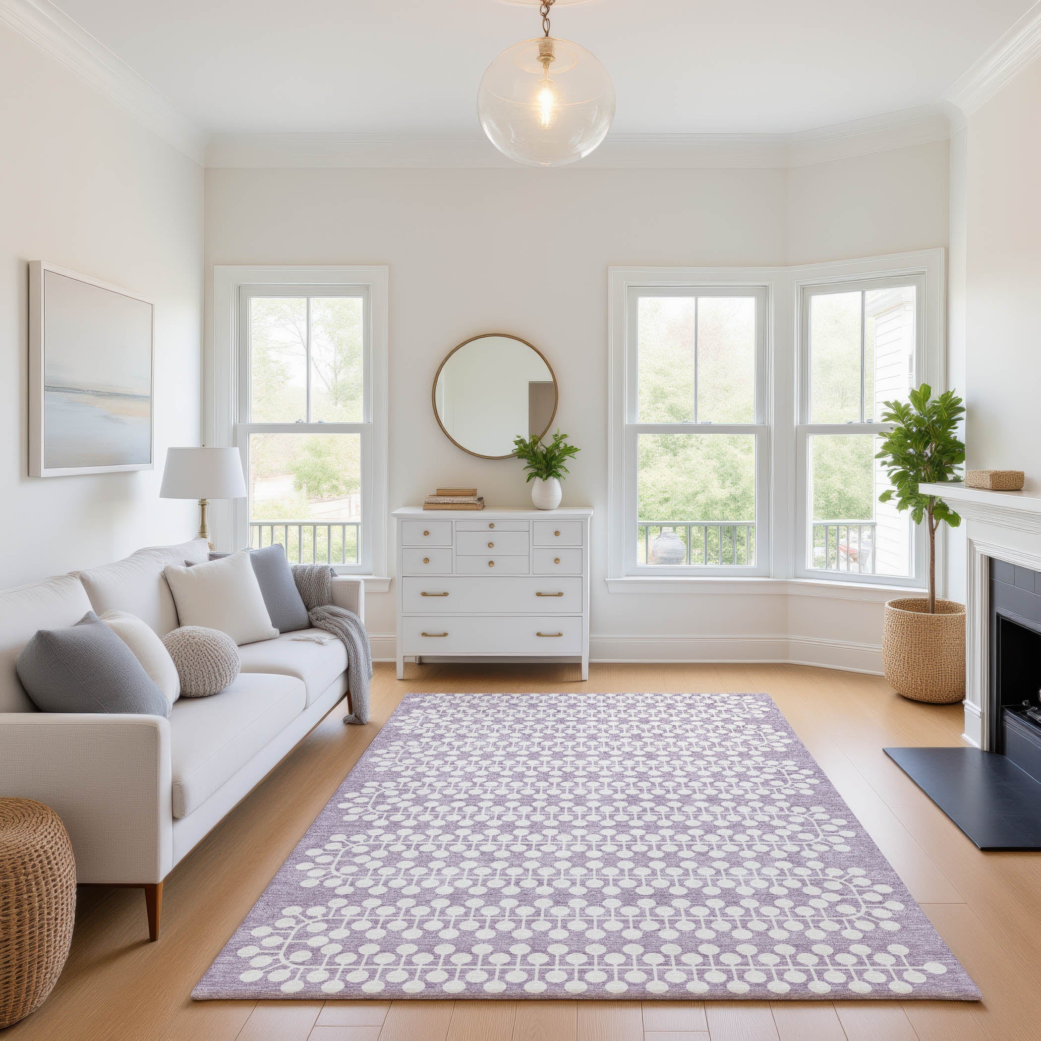 Bergen Machine Washable Transitional Lavender Purple Rug 2'6" x 3'10" #shape_Rectangle