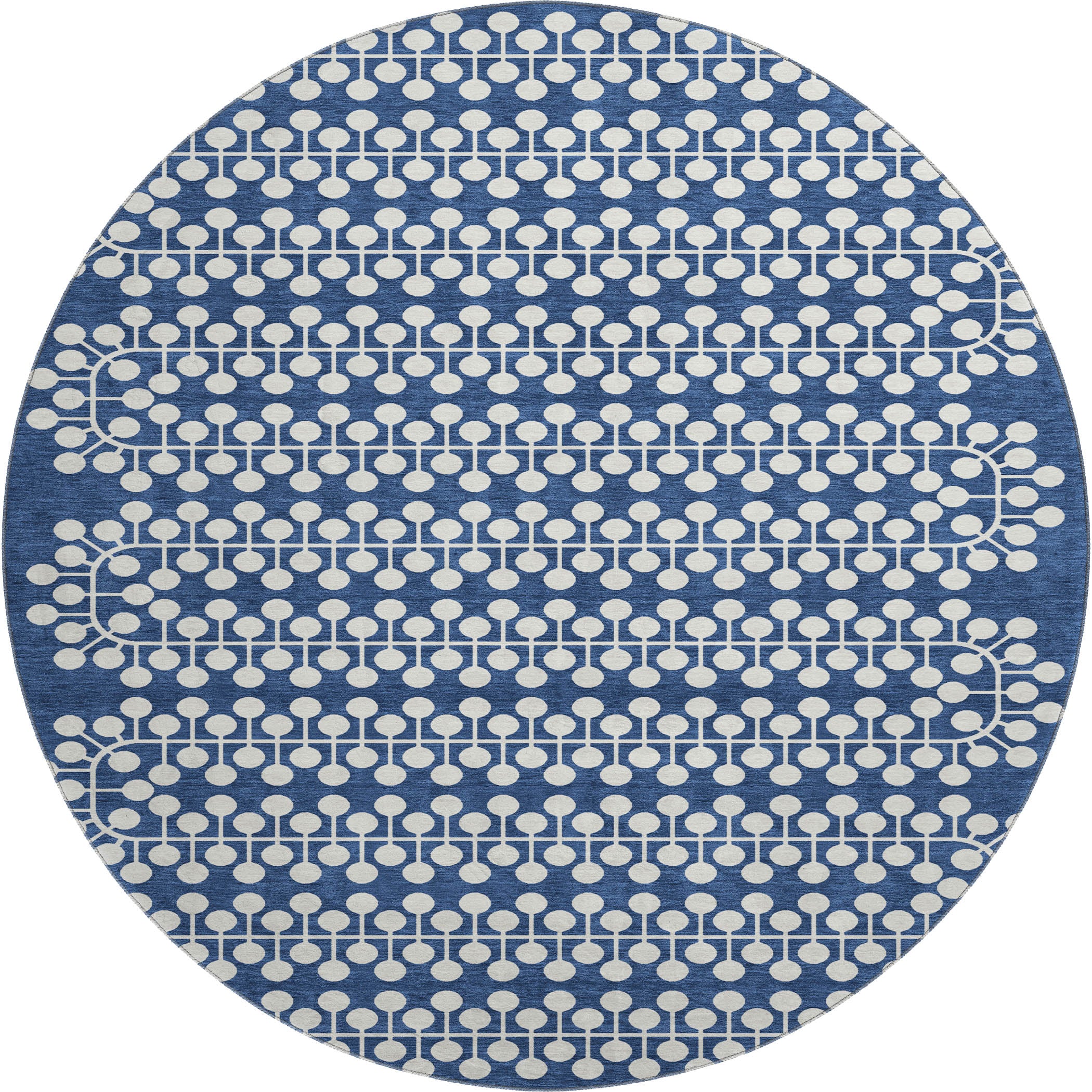 Bergen Machine Washable Transitional Navy Blue Rug 8' x 8' #shape_Round