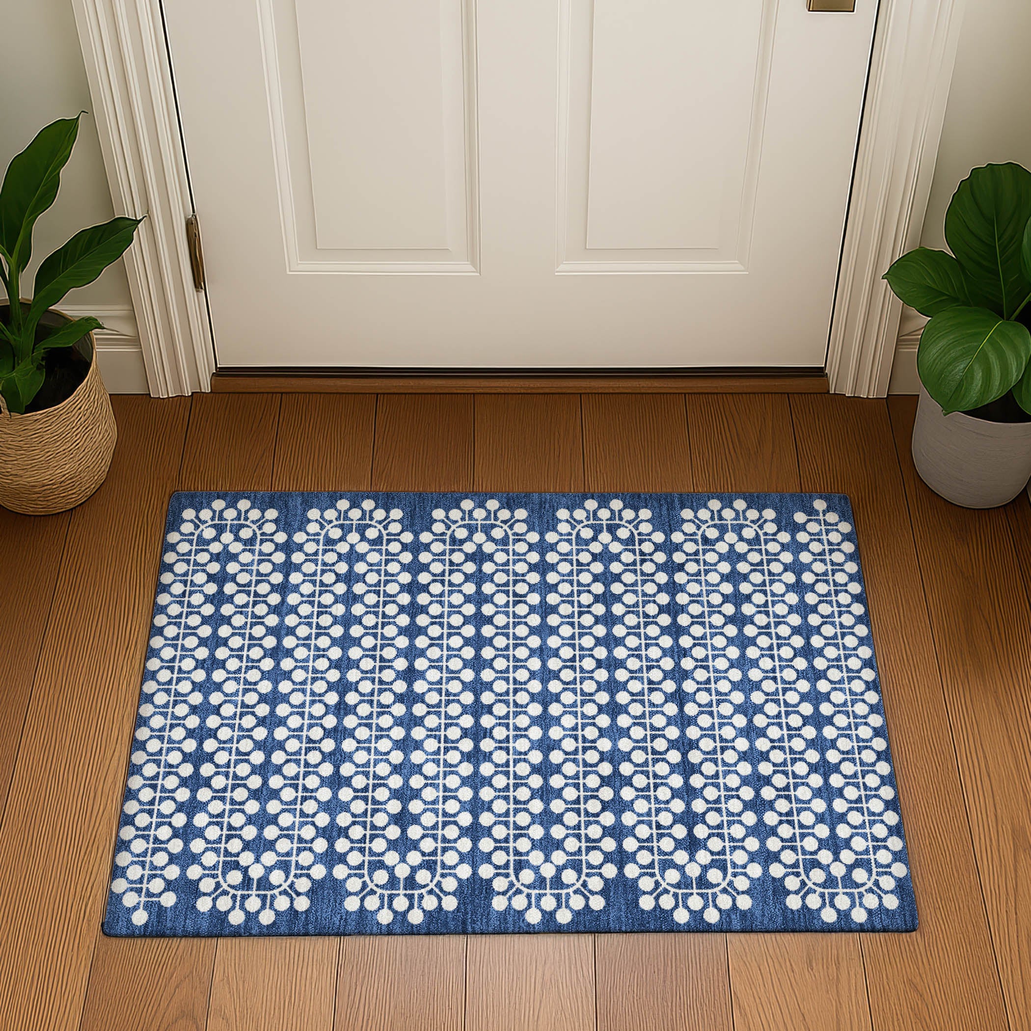 Bergen Machine Washable Transitional Navy Blue Rug 1'8" x 2'6" #shape_Rectangle