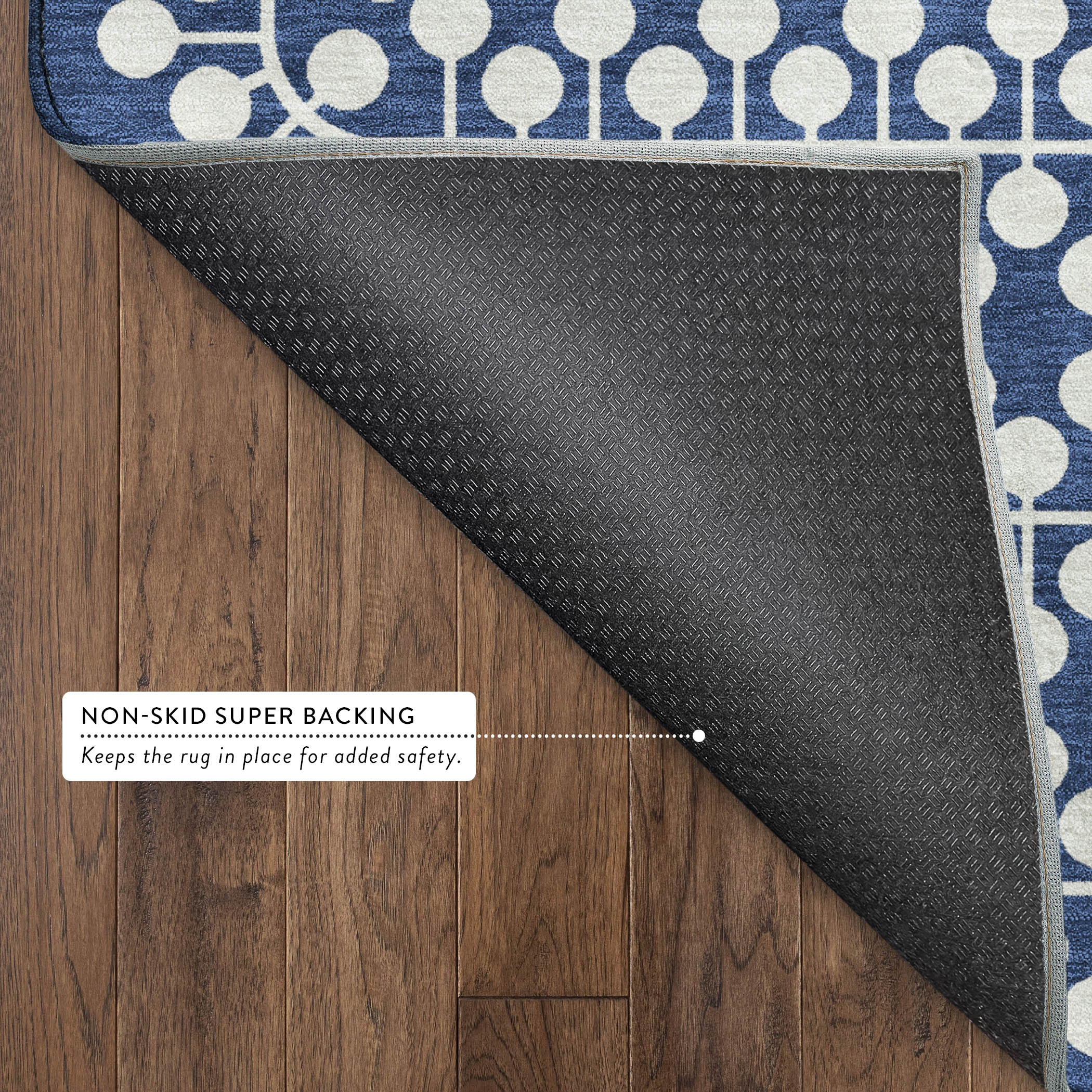 Bergen Machine Washable Transitional Navy Blue Rug 1'8" x 2'6" #shape_Rectangle