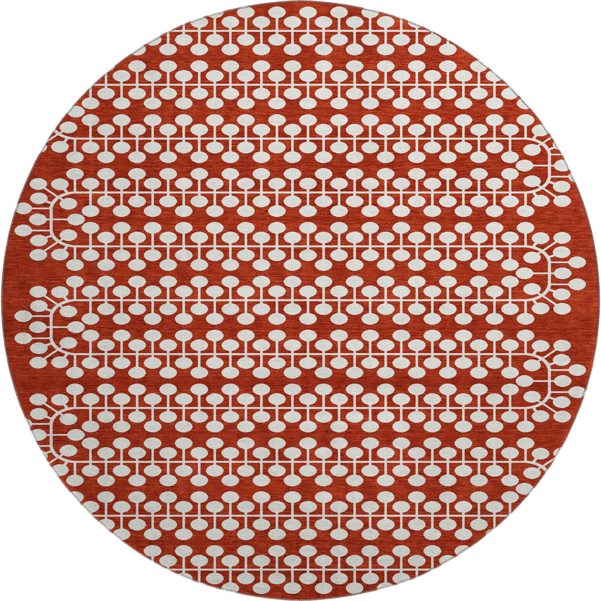 Bergen Machine Washable Transitional Red Rug 8' x 8' #shape_Round