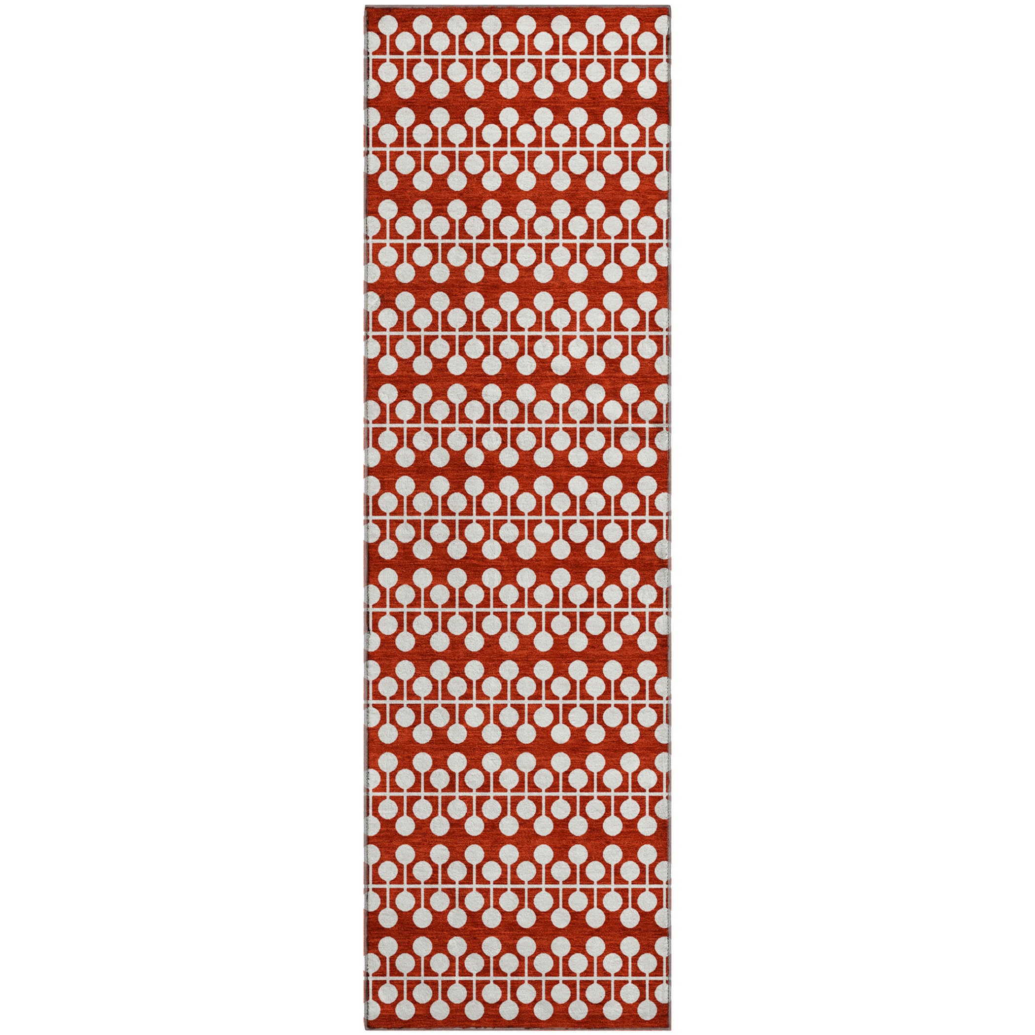 Bergen Machine Washable Transitional Red Rug 2'3" x 7'6" #shape_Runner