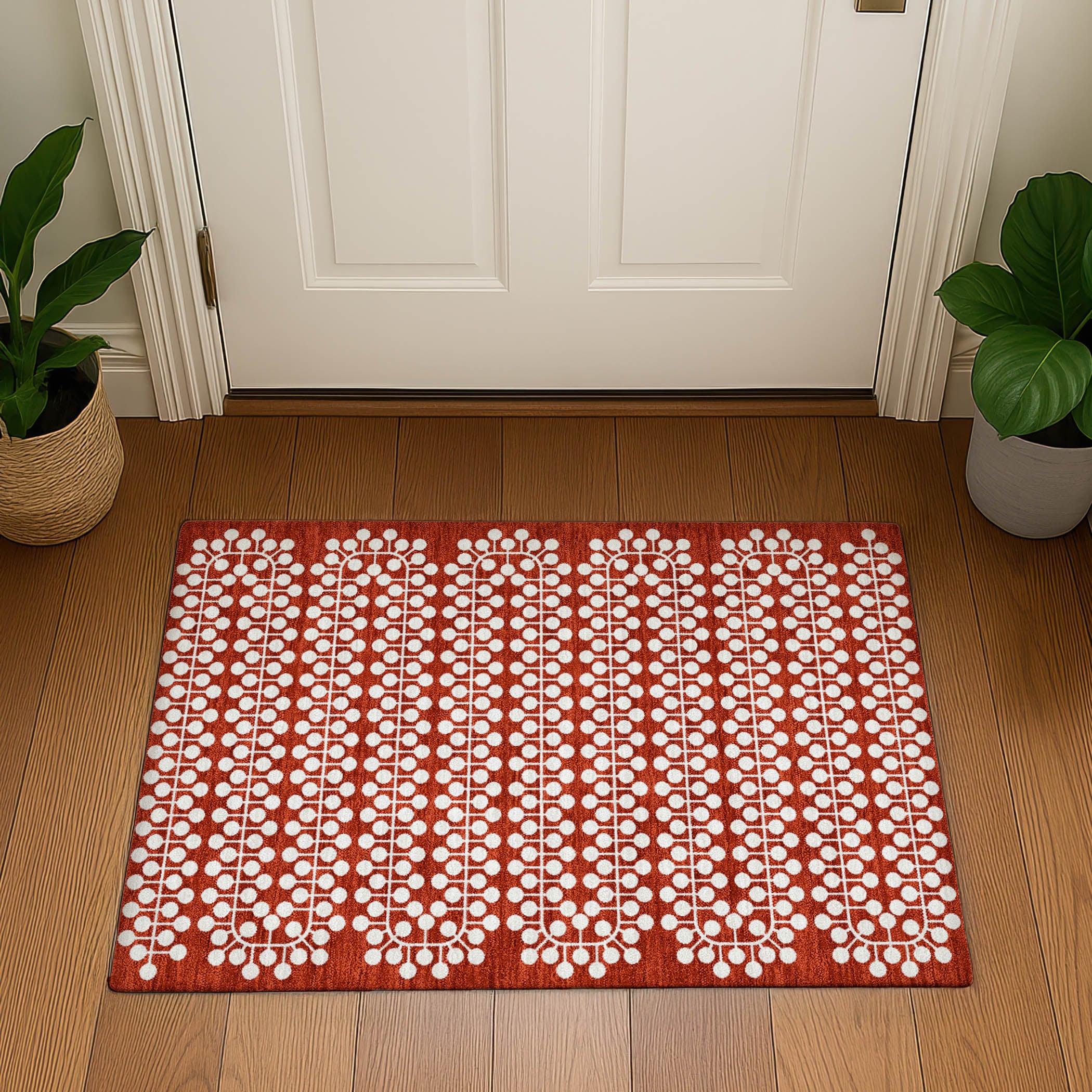 Bergen Machine Washable Transitional Red Rug 1'8" x 2'6" #shape_Rectangle