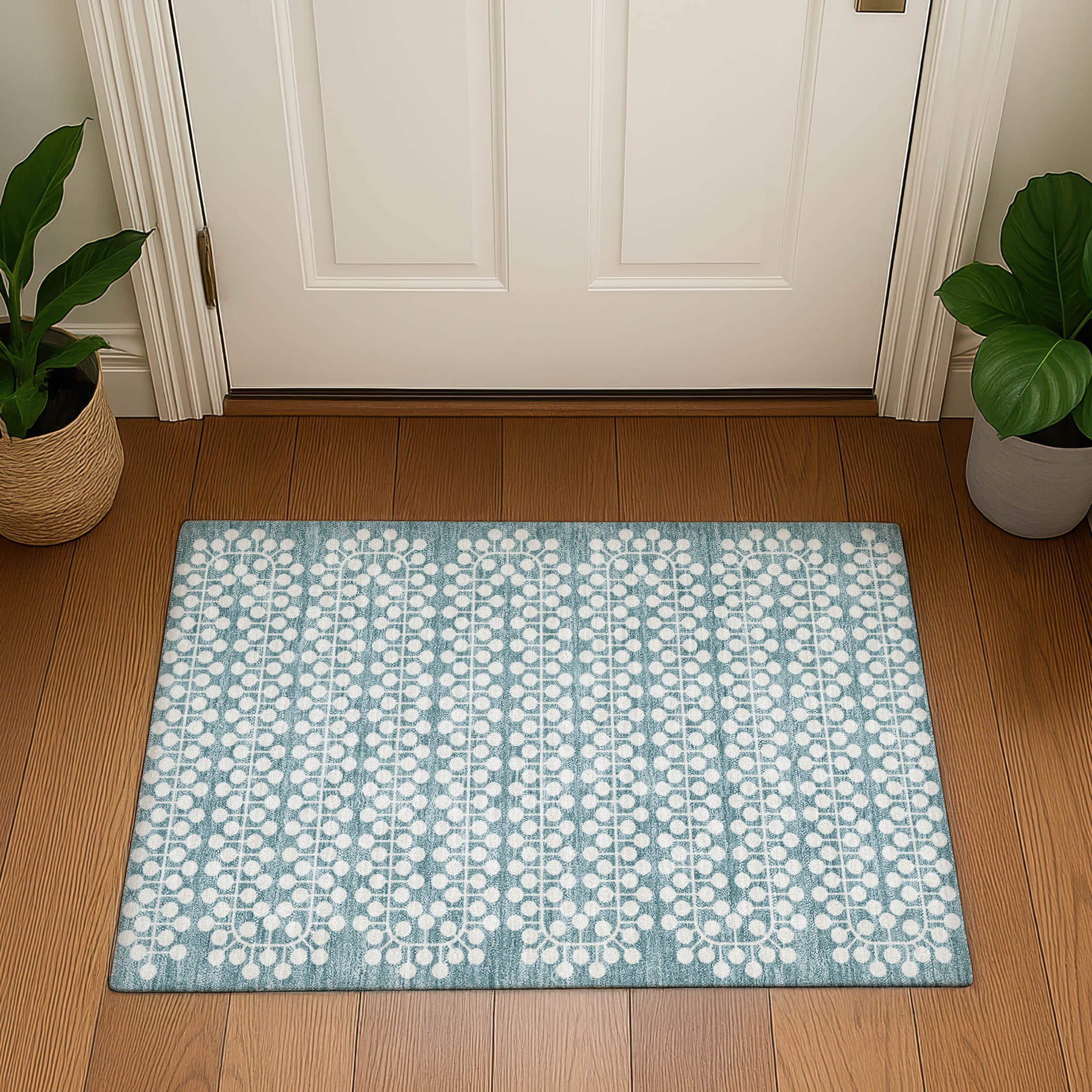 Bergen Machine Washable Transitional Teal Rug 1'8" x 2'6" #shape_Rectangle