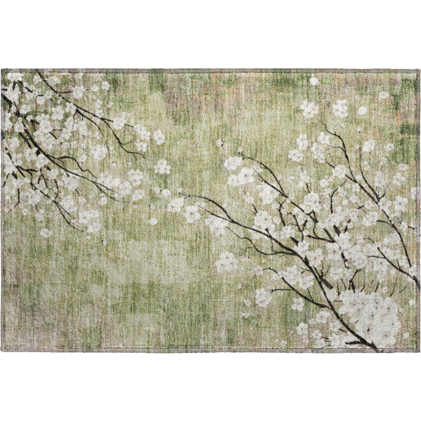 Bogota Machine Washable Transitional Aloe Green Rug 1'8" x 2'6"