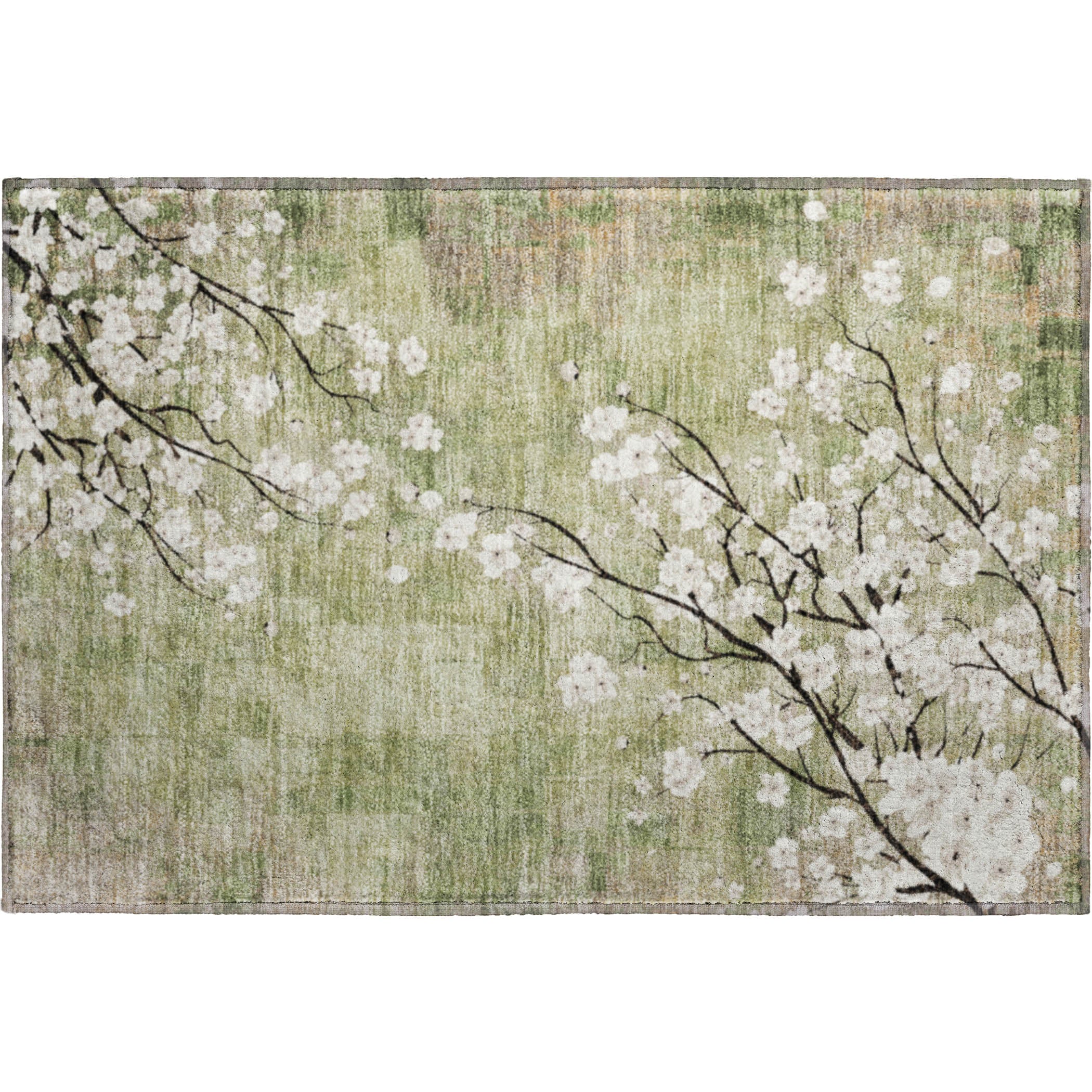 Bogota Machine Washable Transitional Aloe Green Rug 1'8" x 2'6" #shape_Rectangle