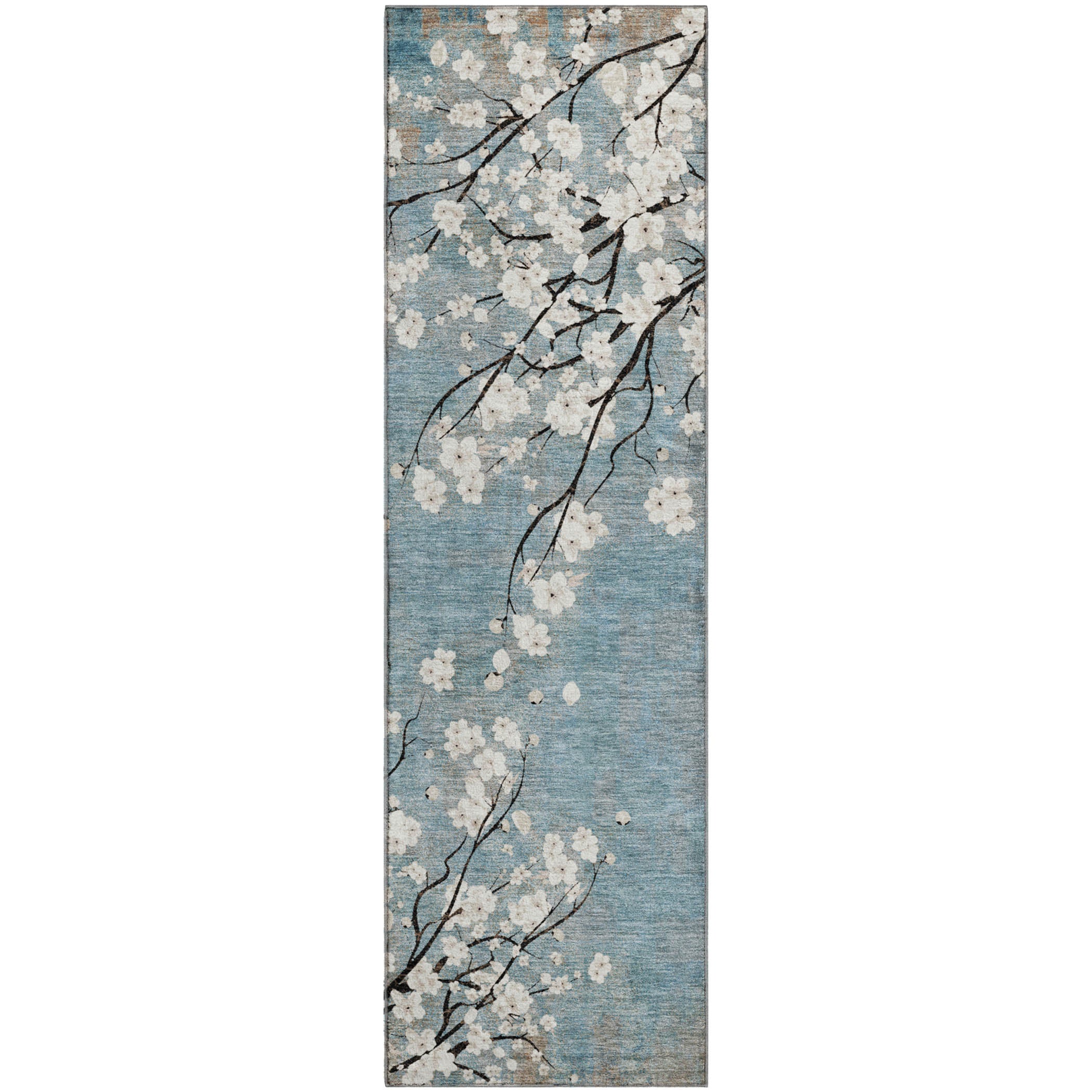 Bogota Machine Washable Transitional Denim Blue Rug 2'3" x 7'6" #shape_Runner