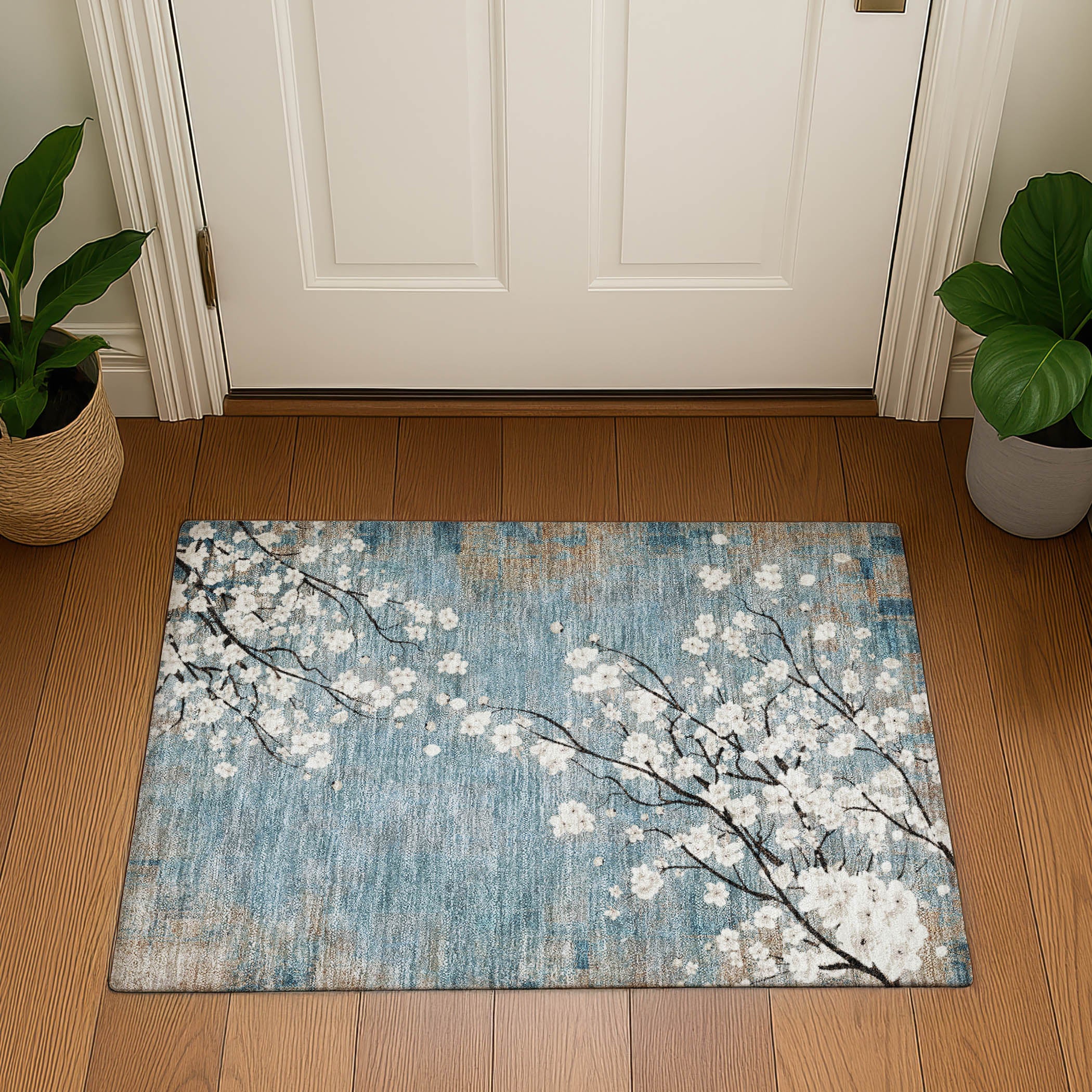 Bogota Machine Washable Transitional Denim Blue Rug 1'8" x 2'6" #shape_Rectangle