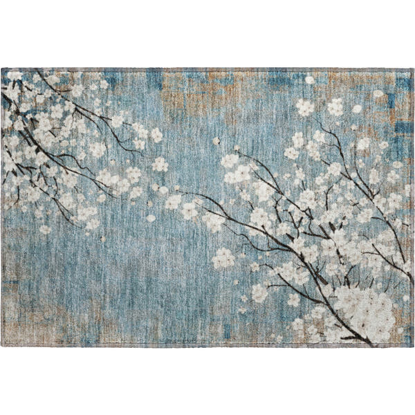Bogota Machine Washable Transitional Denim Blue Rug 1'8" x 2'6"
